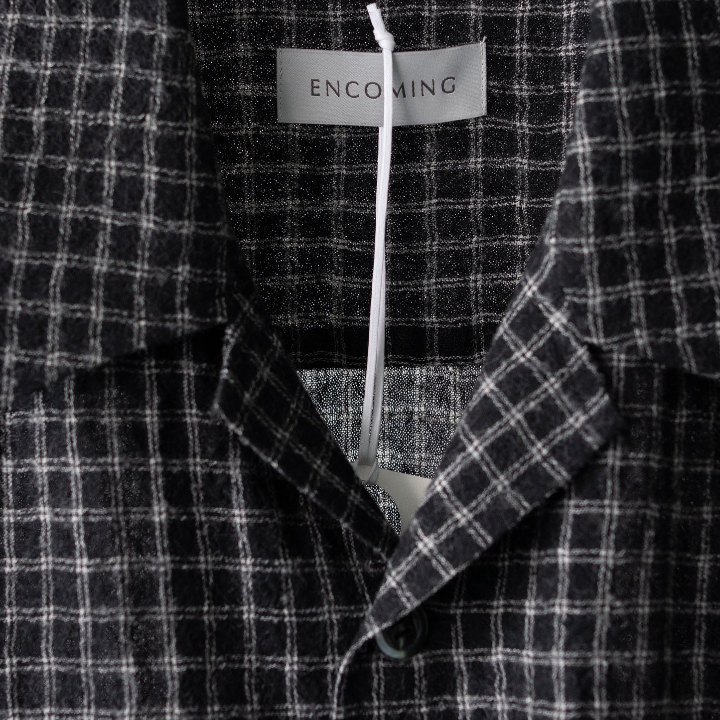 ENCOMING/ OPEN COLLAR SHIRT "BLACK/CHECK"