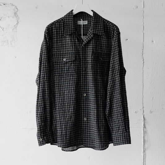 ENCOMING/ OPEN COLLAR SHIRT "BLACK/CHECK"