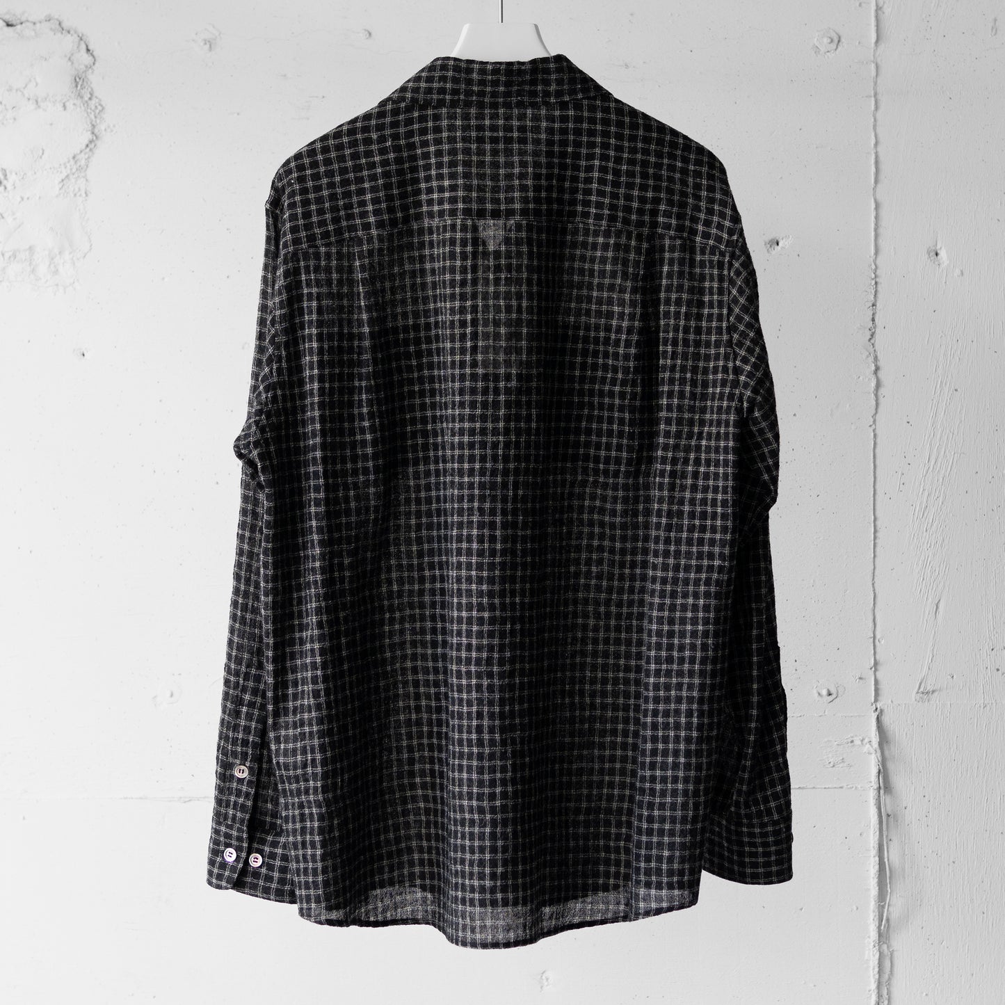 ENCOMING/ OPEN COLLAR SHIRT "BLACK/CHECK"