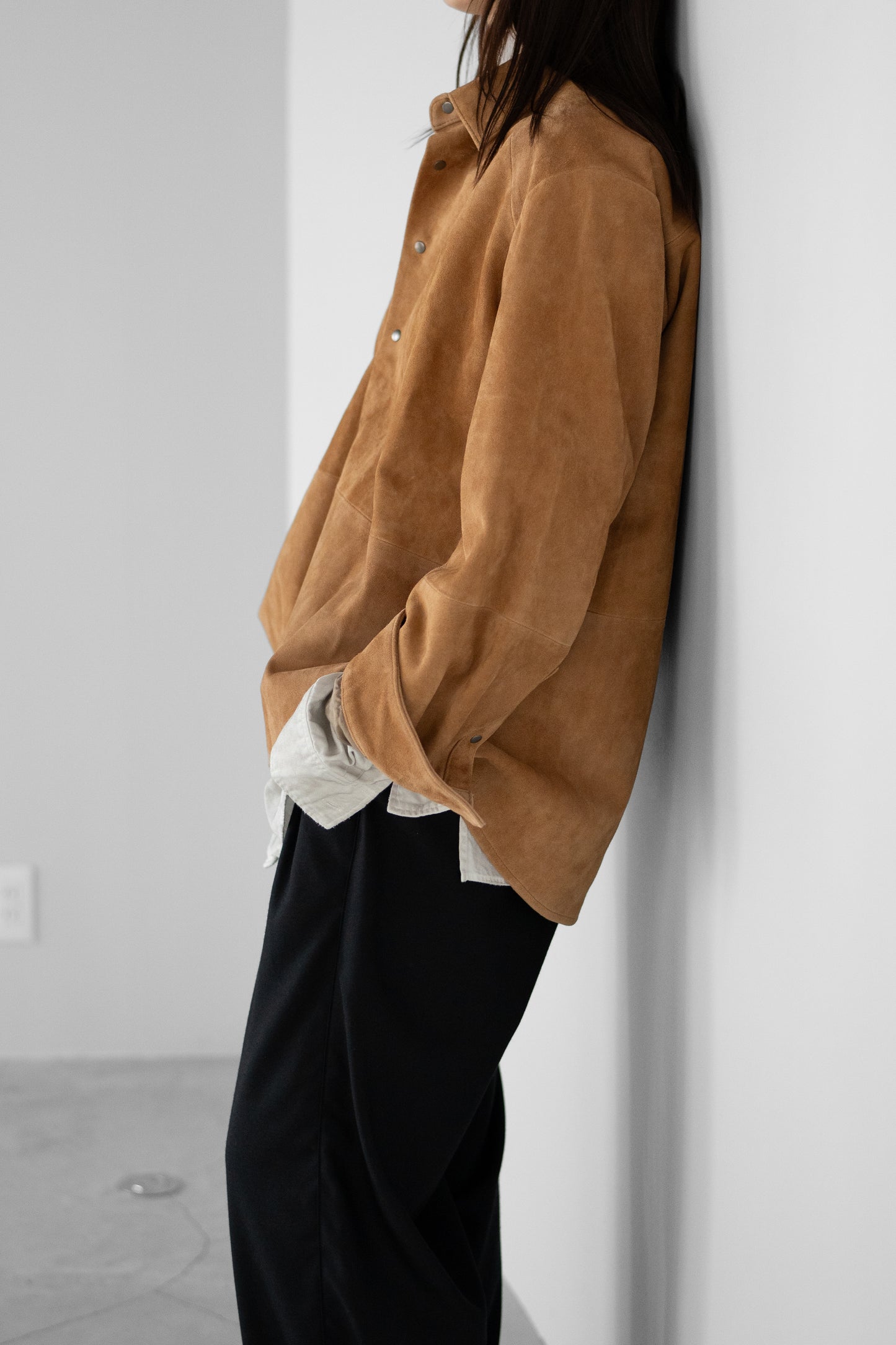 ANCELLM / GEEP LEATHER OVER SHIRT "CAMEL"