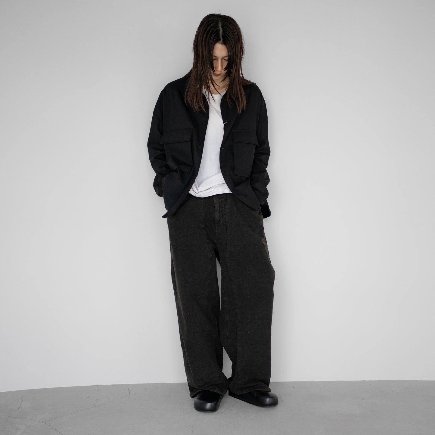 ANCELLM / C/R DUCK DOUBLEKNEE PANTS "BLACK"