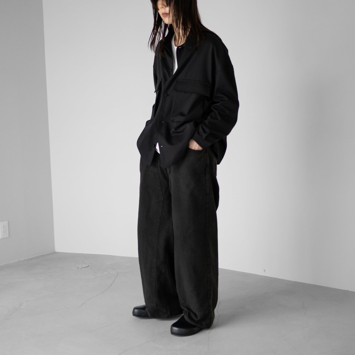 ANCELLM / C/R DUCK DOUBLEKNEE PANTS "BLACK"