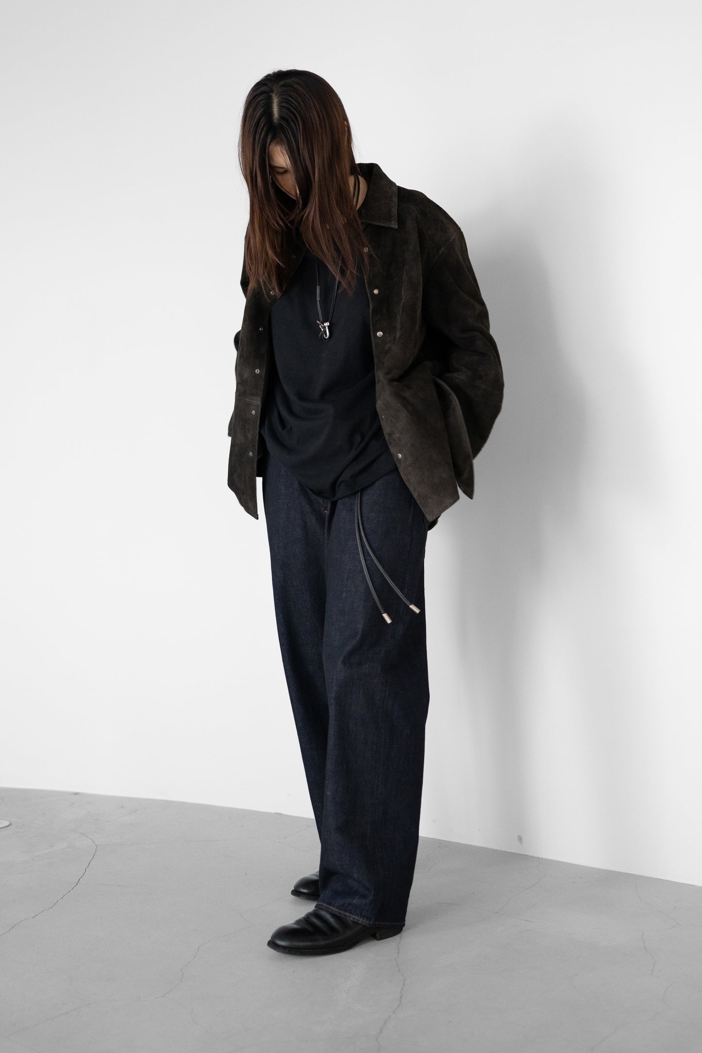 ANCELLM / GEEP LEATHER OVER SHIRT "BLACK"