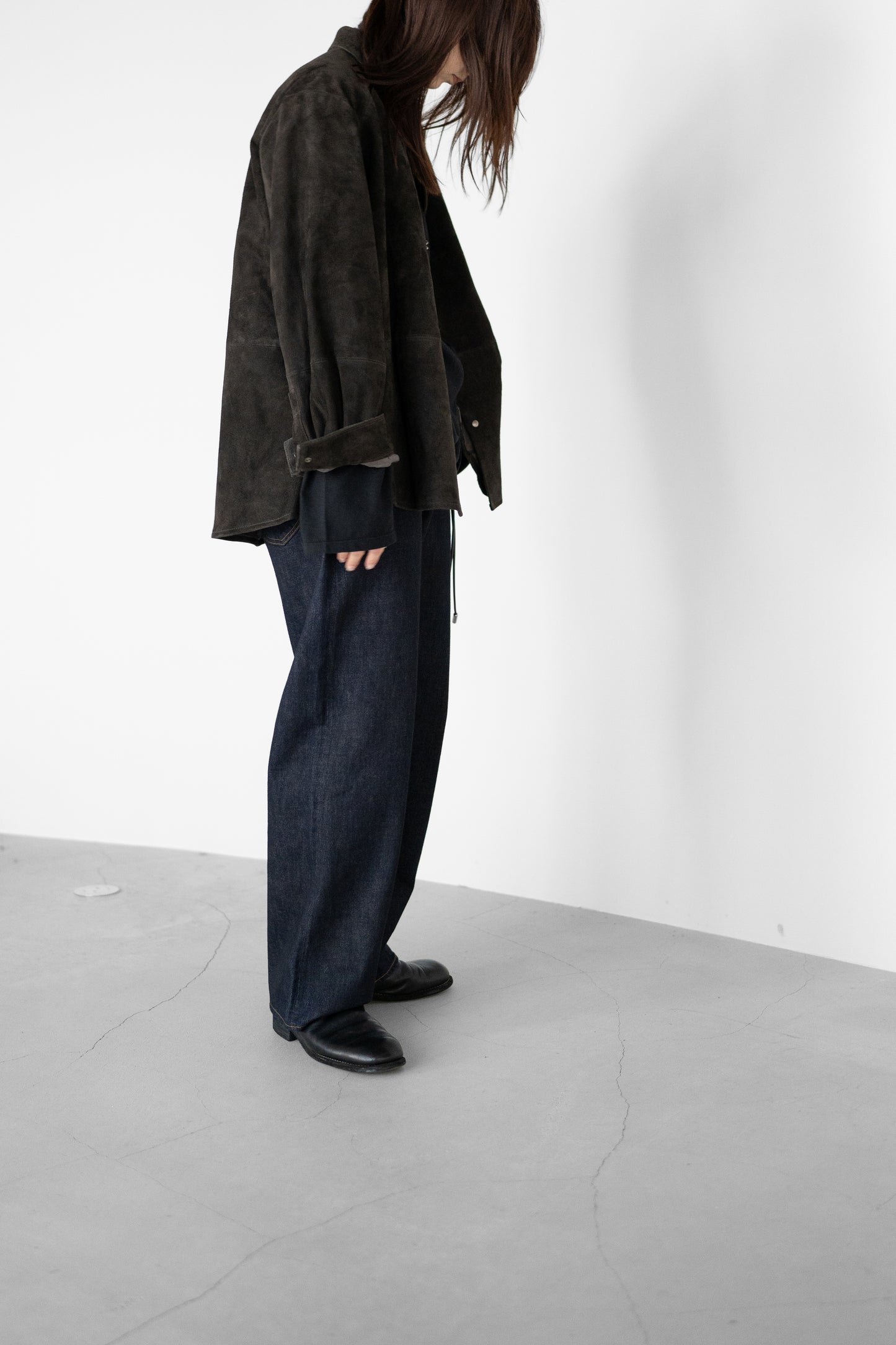 ANCELLM / GEEP LEATHER OVER SHIRT "BLACK"