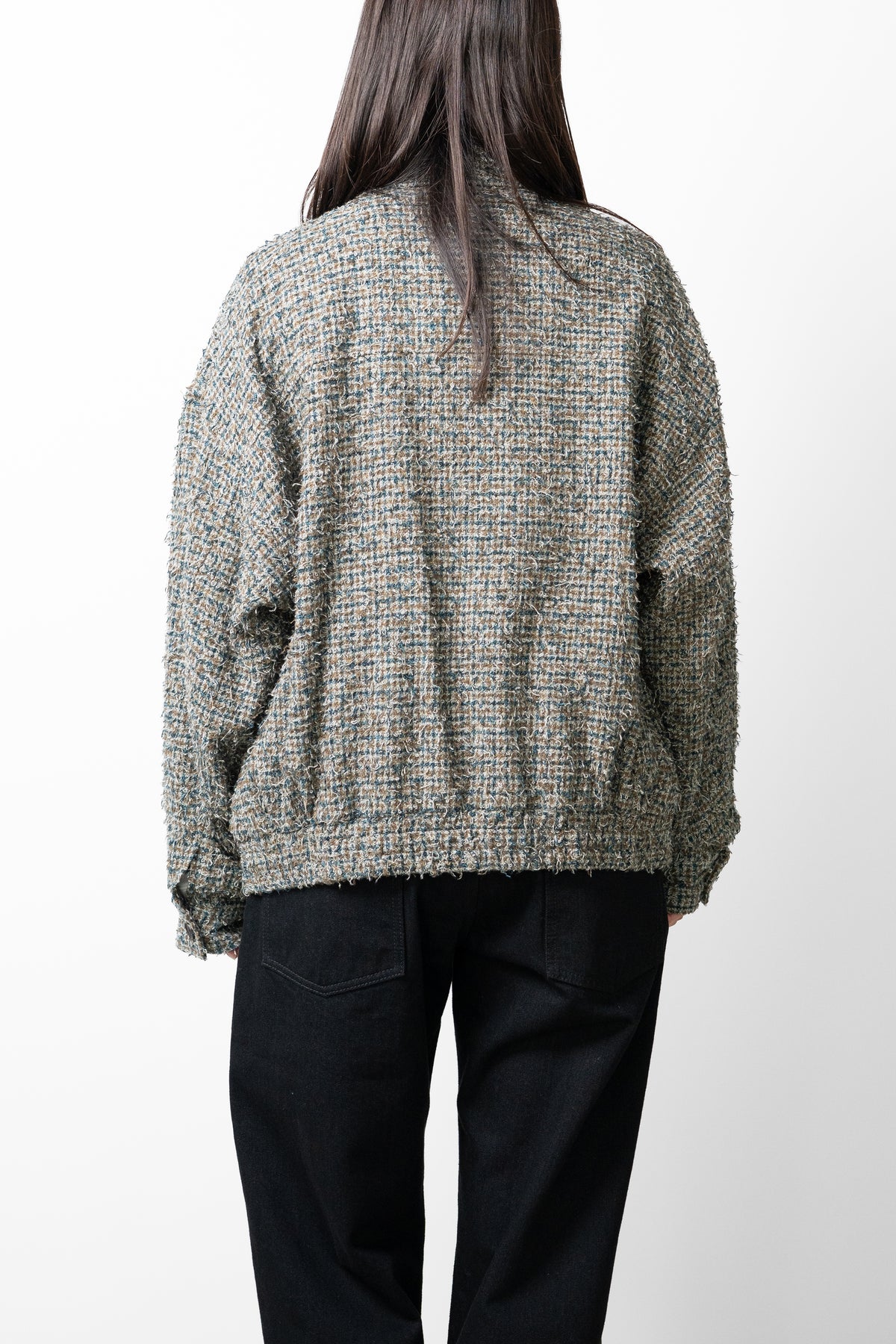 YOKE/ Needlepunched Cotton Plaid Drizzler Jacket "Gray"