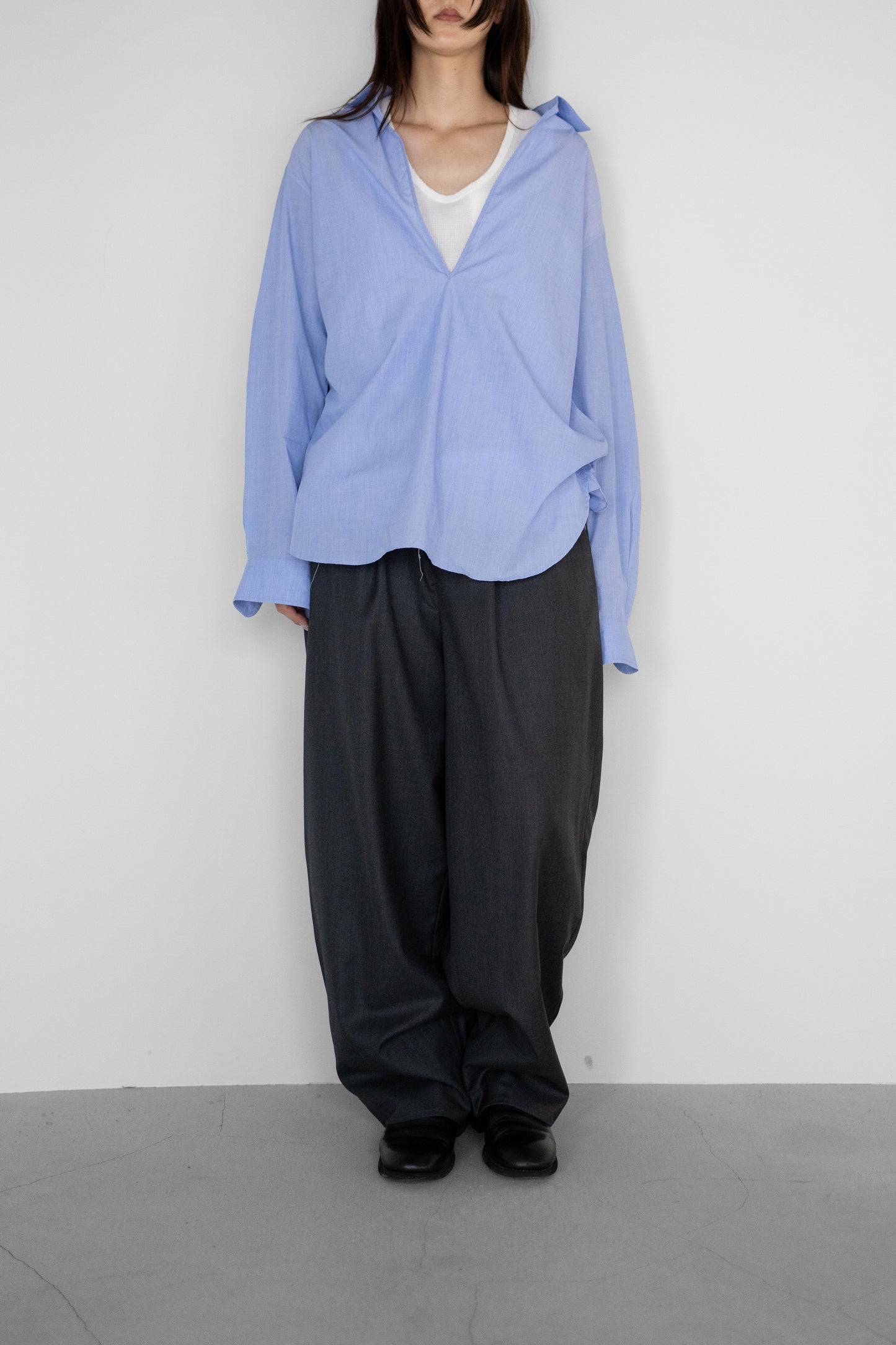 ssstein/ SMOOTH COTTON OVERSIZED SKIPPER SHIRT "BLUE"
