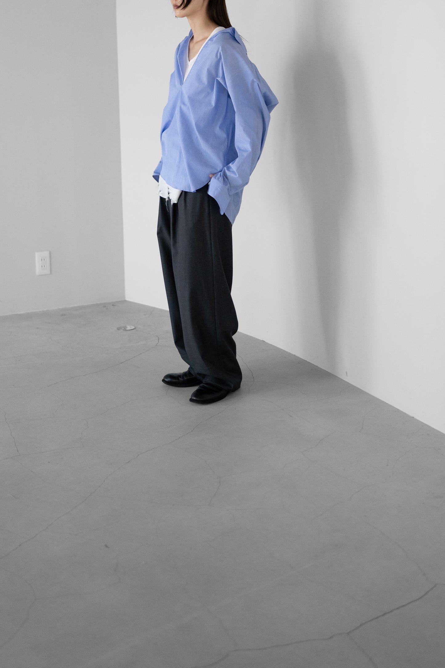 ssstein/ SMOOTH COTTON OVERSIZED SKIPPER SHIRT "BLUE"