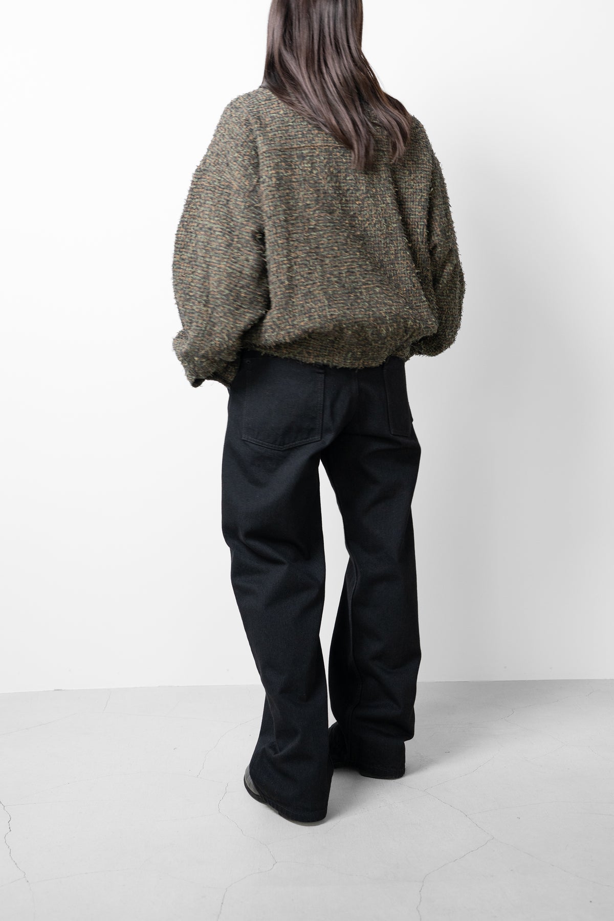 YOKE/ Needlepunched Cotton Plaid Drizzler Jacket "Navy"