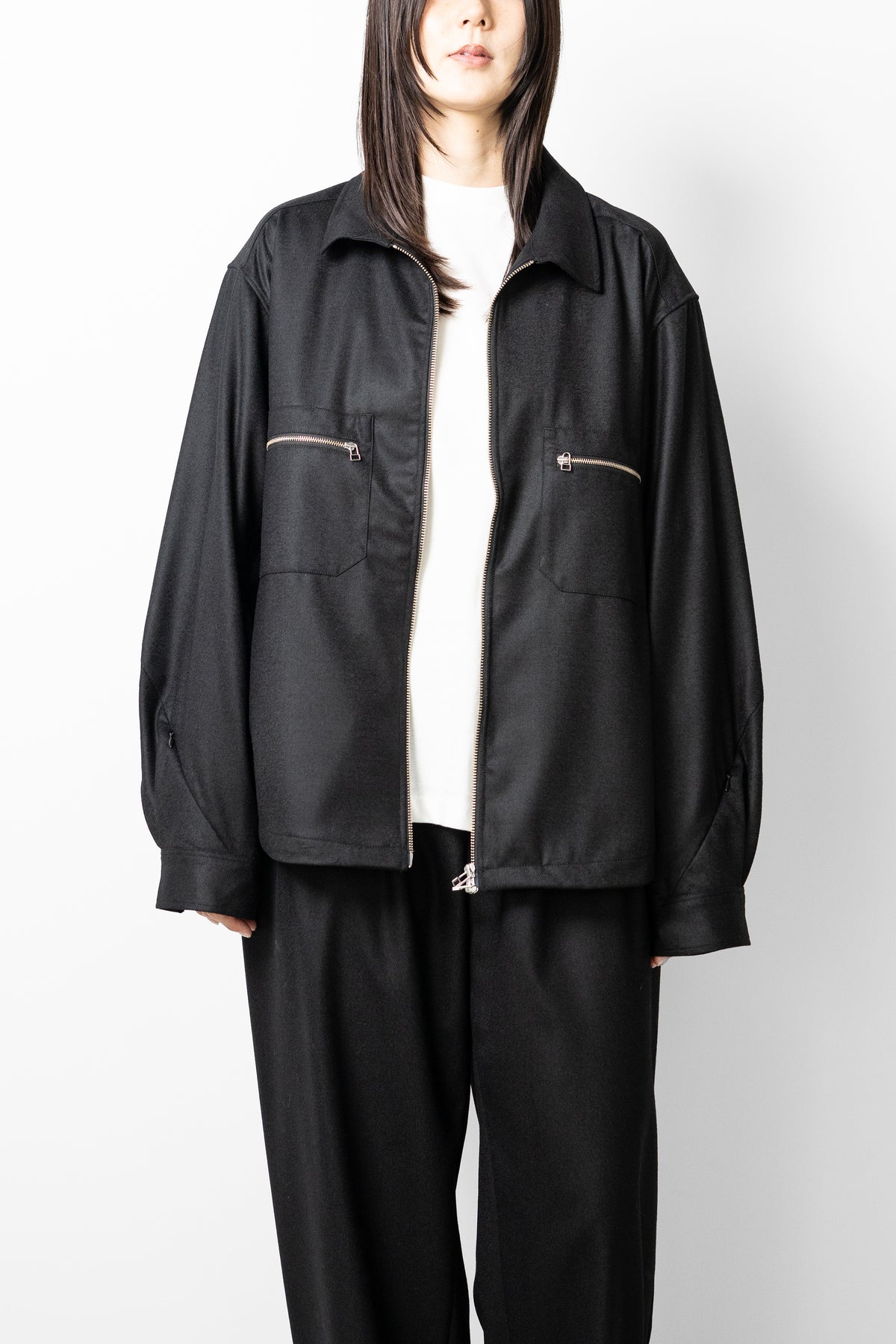 Afiit / WOOL ZIP SHIRT   "BLACK"