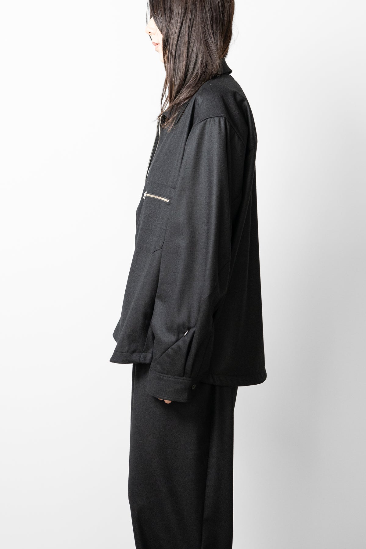 Afiit / WOOL ZIP SHIRT   "BLACK"