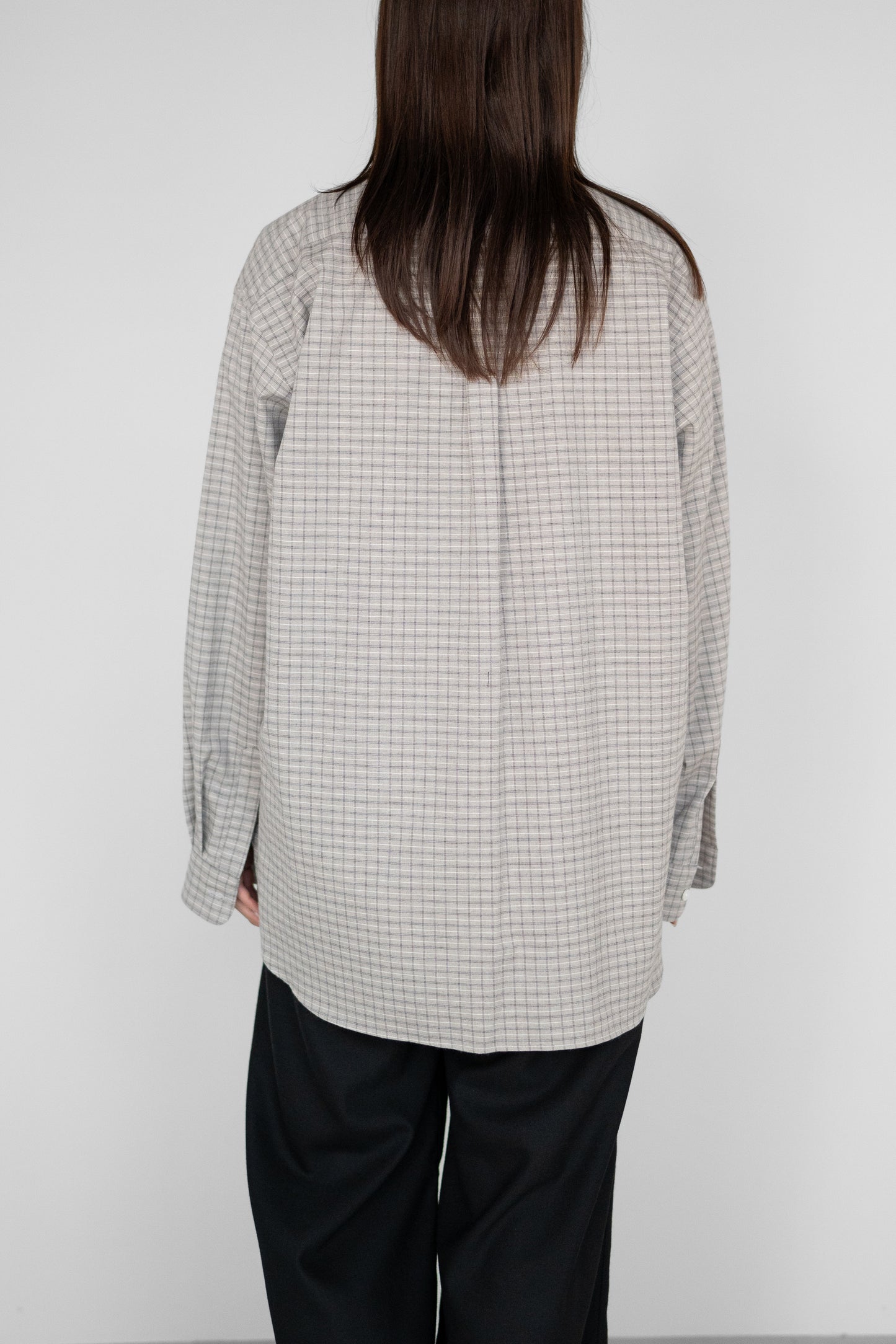 ssstein/ COTTON LLAMA OVERSIZED REGULAR COLLAR SHIRT "GRAPH CHECK"