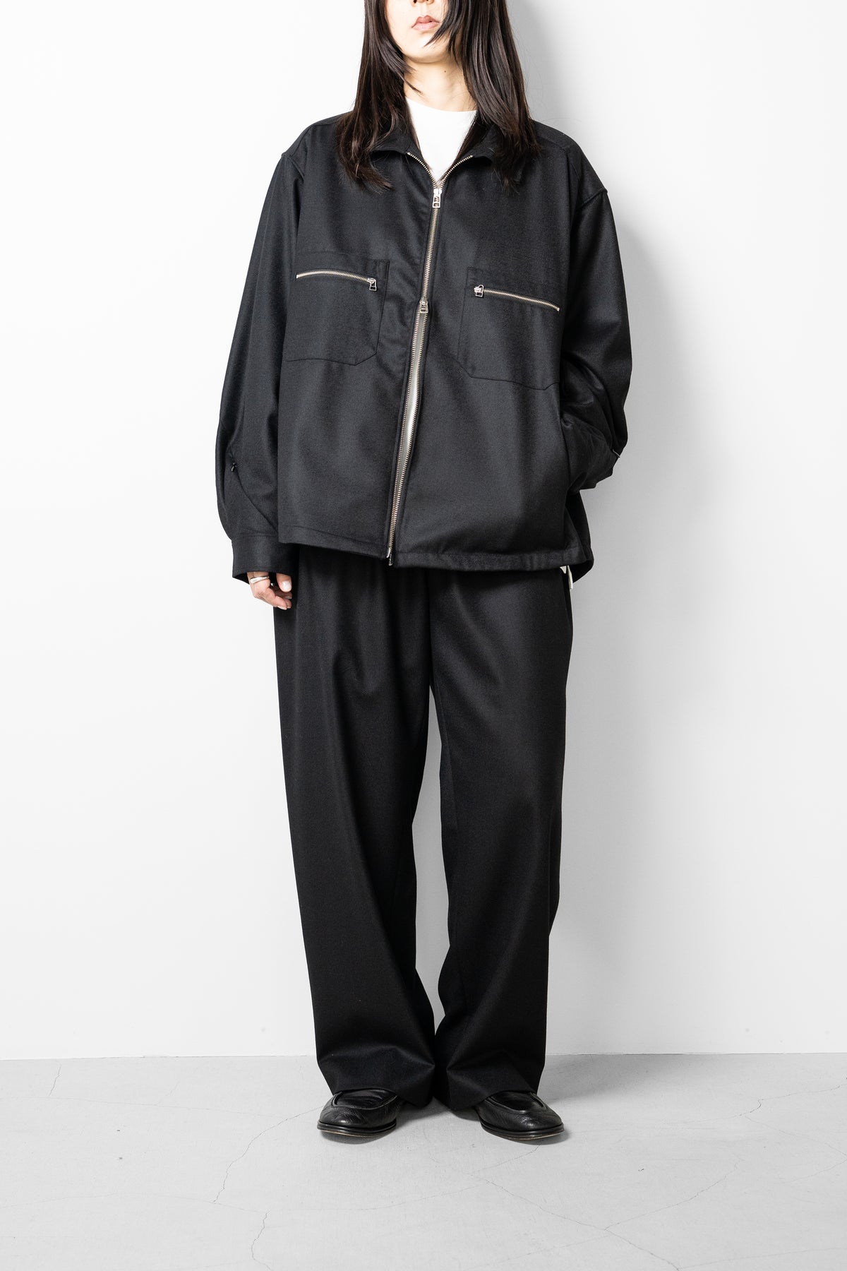 Afiit / WOOL ZIP SHIRT   "BLACK"