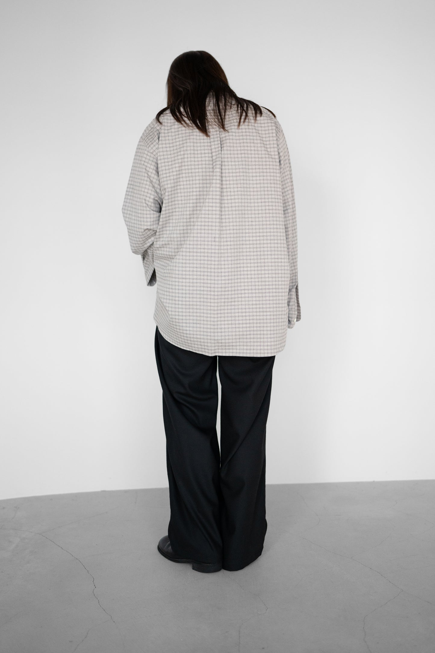 ssstein/ COTTON LLAMA OVERSIZED REGULAR COLLAR SHIRT "GRAPH CHECK"