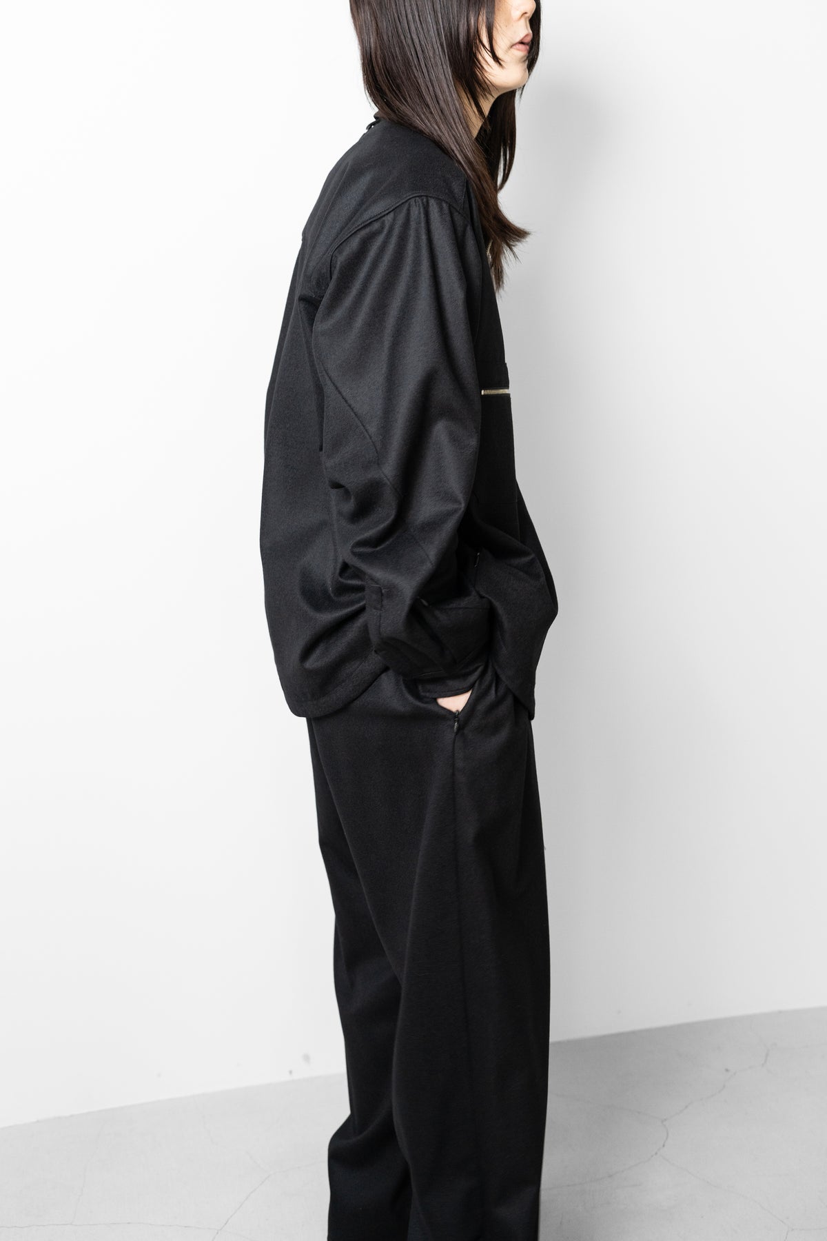 Afiit / WOOL ZIP SHIRT   "BLACK"