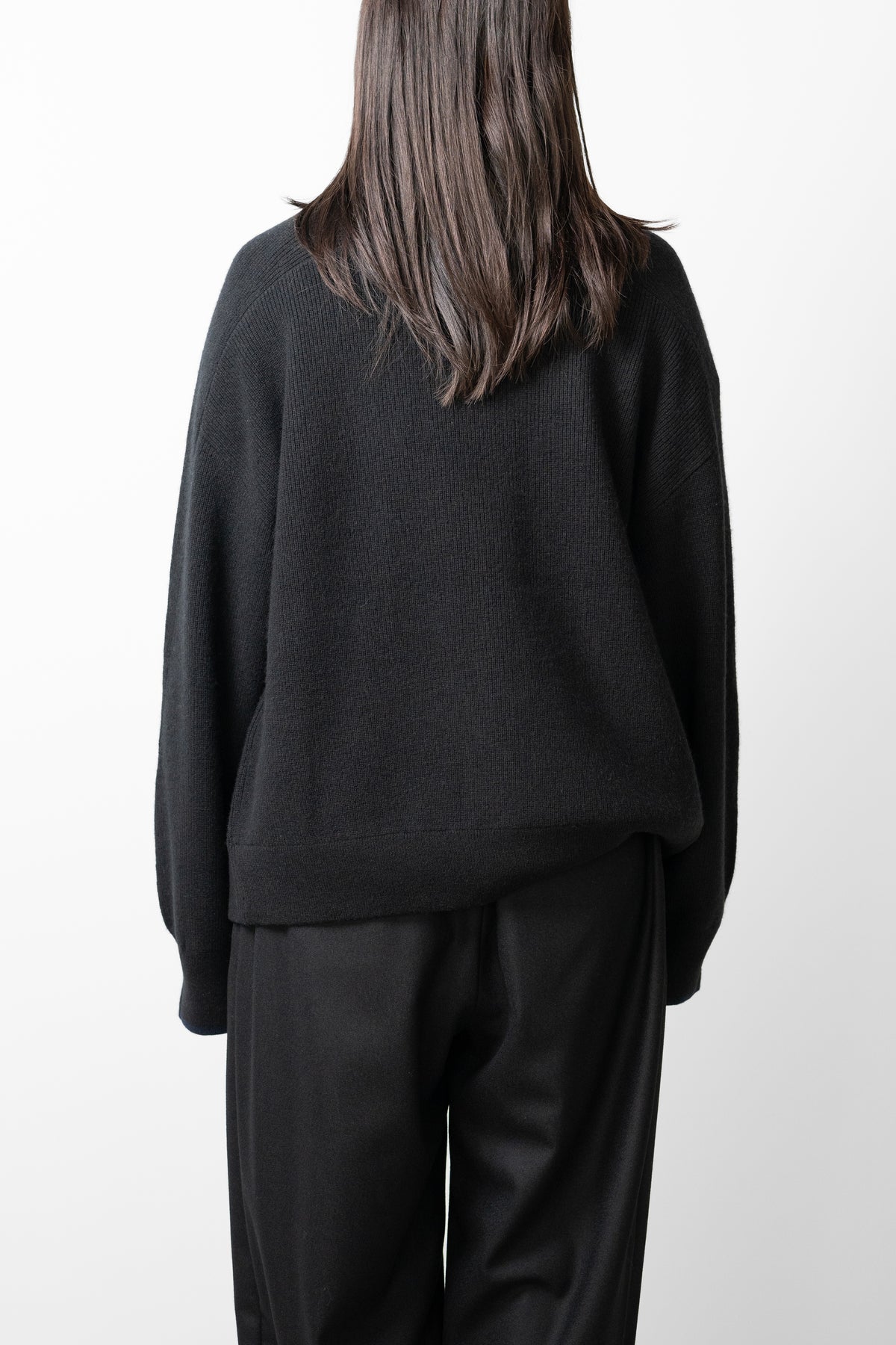 ANCELLM / FULL ZIPPED KNIT CARDIGAN "BLACK"