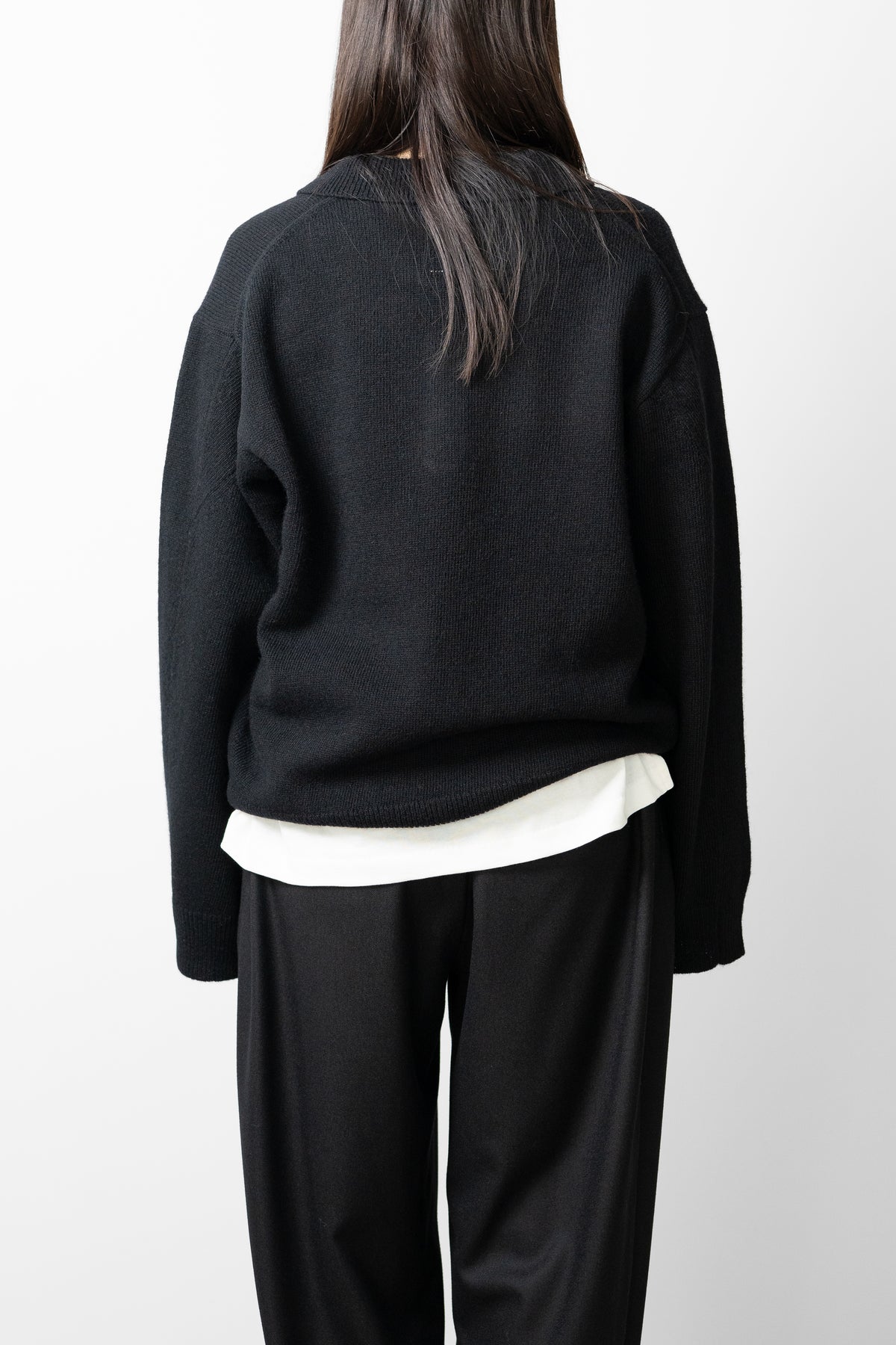 ANCELLM / SHETLAND WOOL SKIPPER KNIT "BLACK"