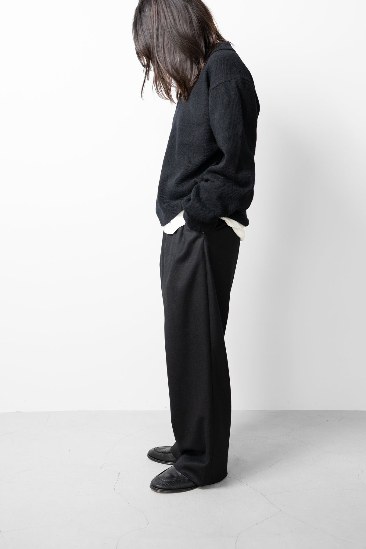 ANCELLM / SHETLAND WOOL SKIPPER KNIT "BLACK"