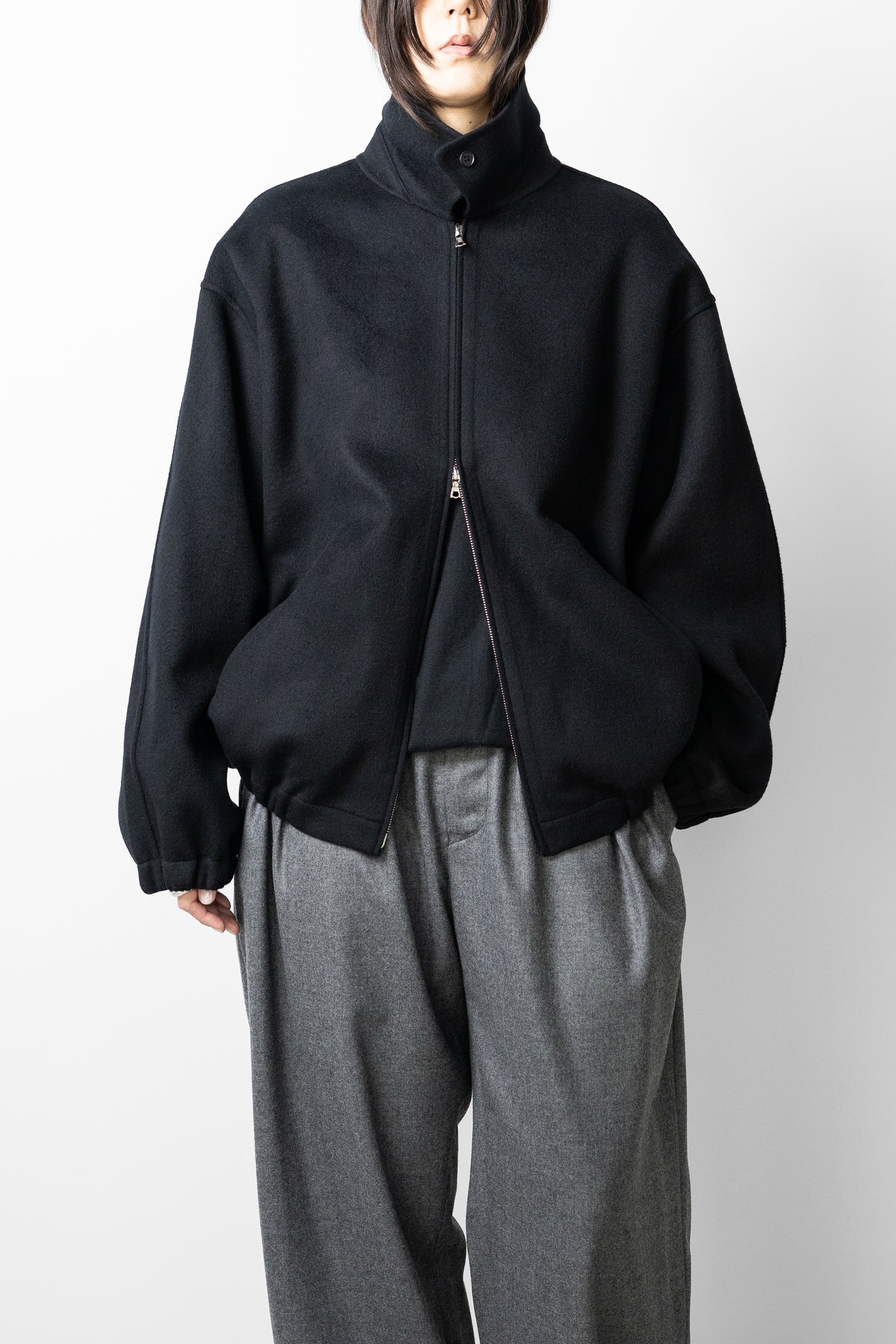 ssstein/ W/CA DOUBLE FACE CLOTH ZIP JACKET "BLACK"