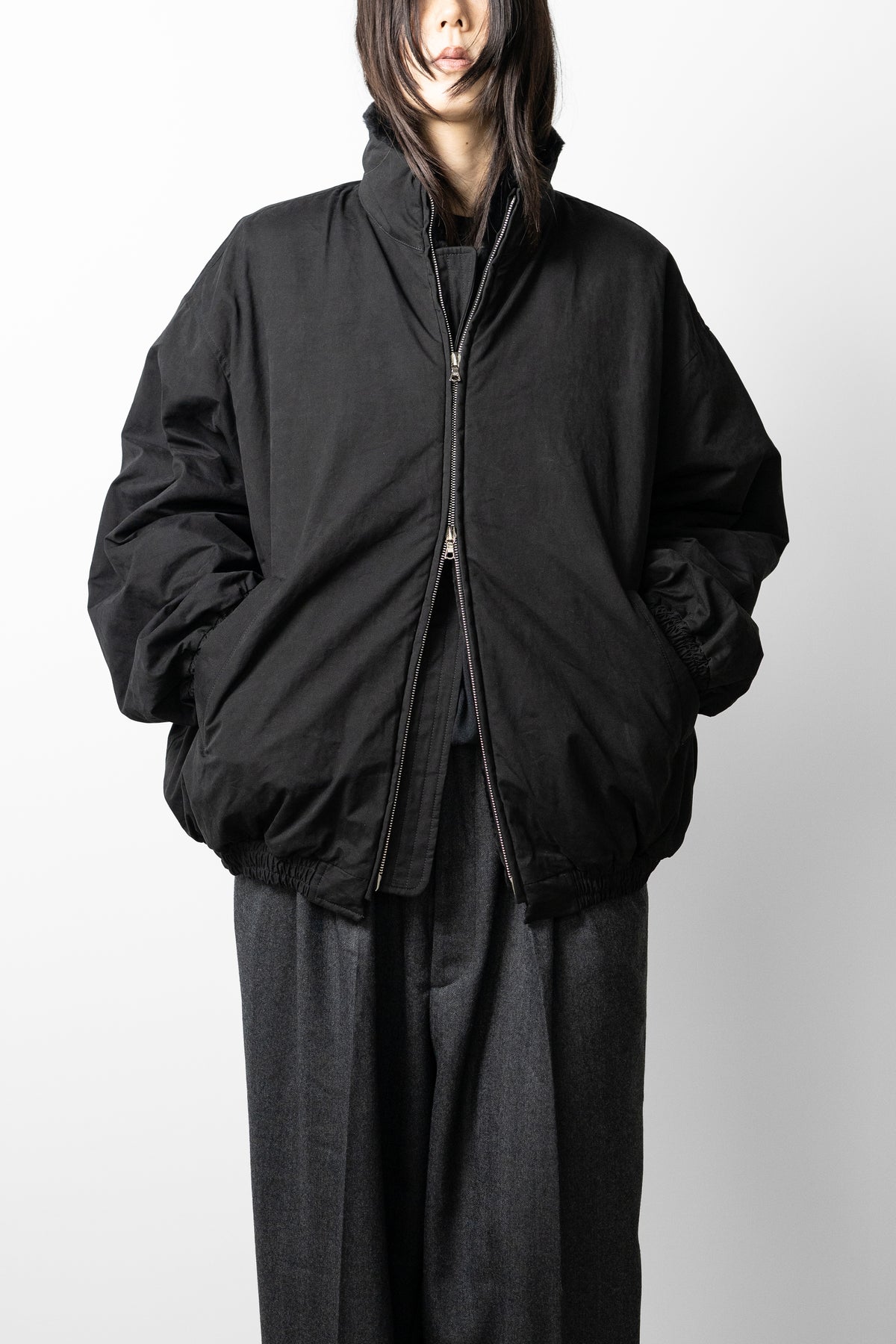ssstein/ MOUTON INNER REVERSIBLE PADDED JACKET "BLACK"