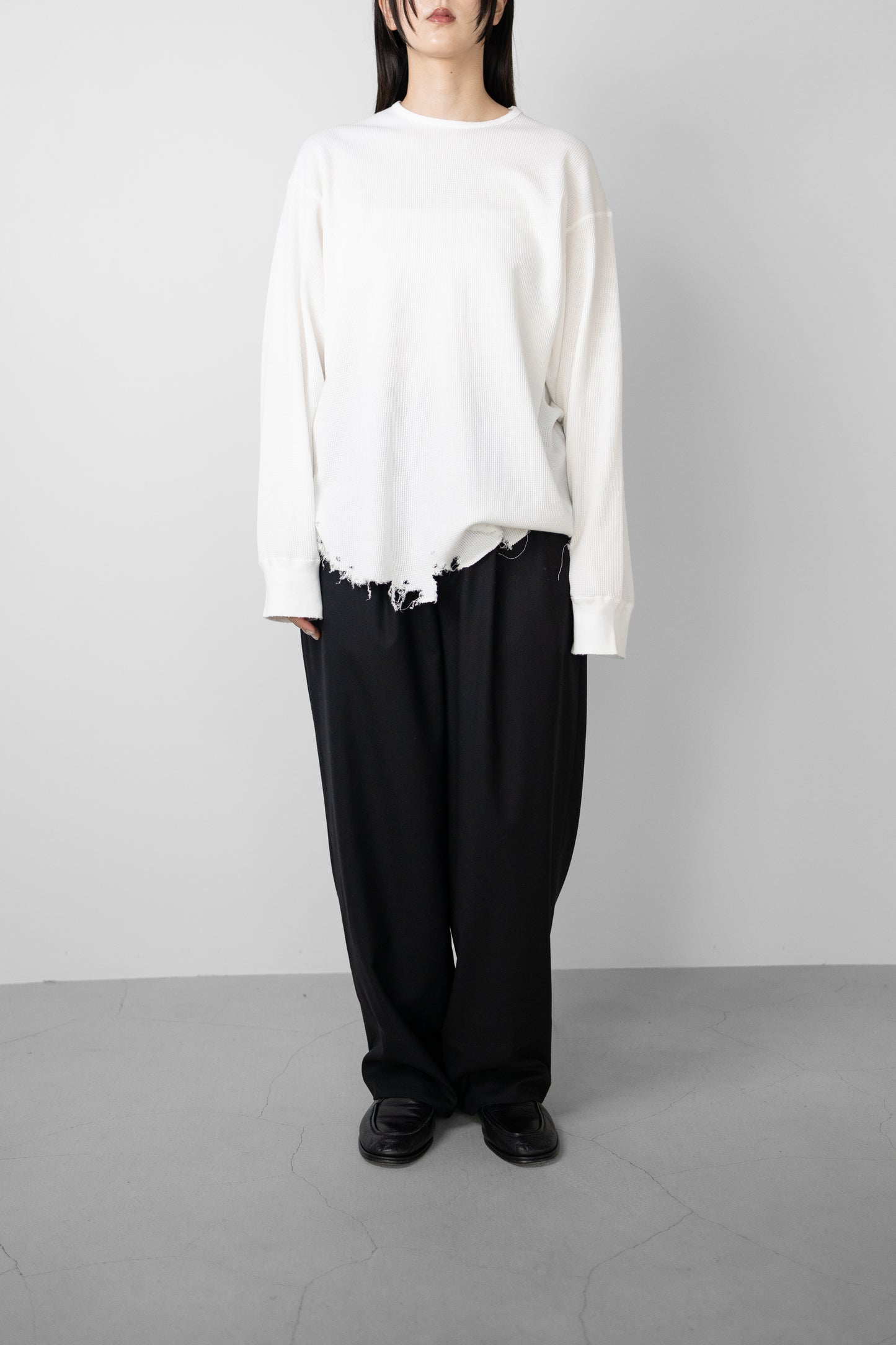 ANCELLM / DAMAGE WAFFLE CREW LS "WHITE"