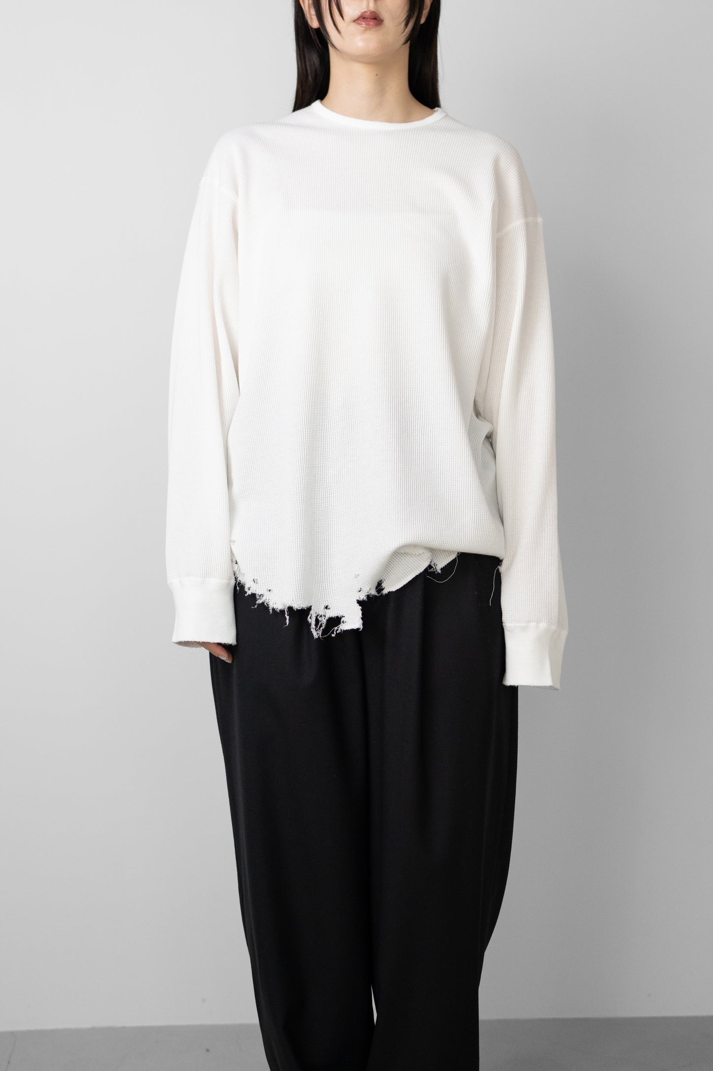 ANCELLM / DAMAGE WAFFLE CREW LS "WHITE"