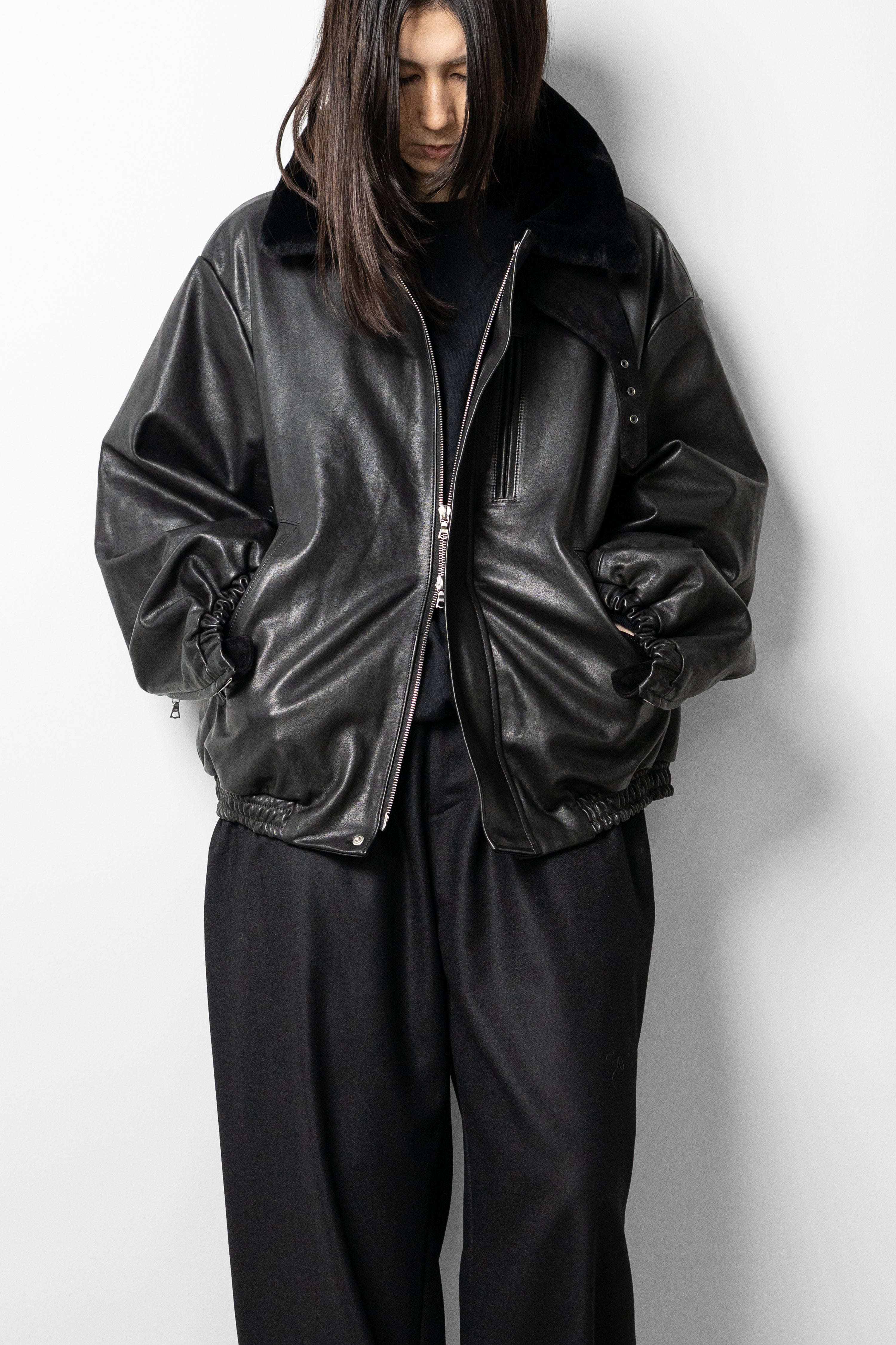ssstein(シュタイン)/ MOUTON COLLAR CALF ZIP JACKET 
