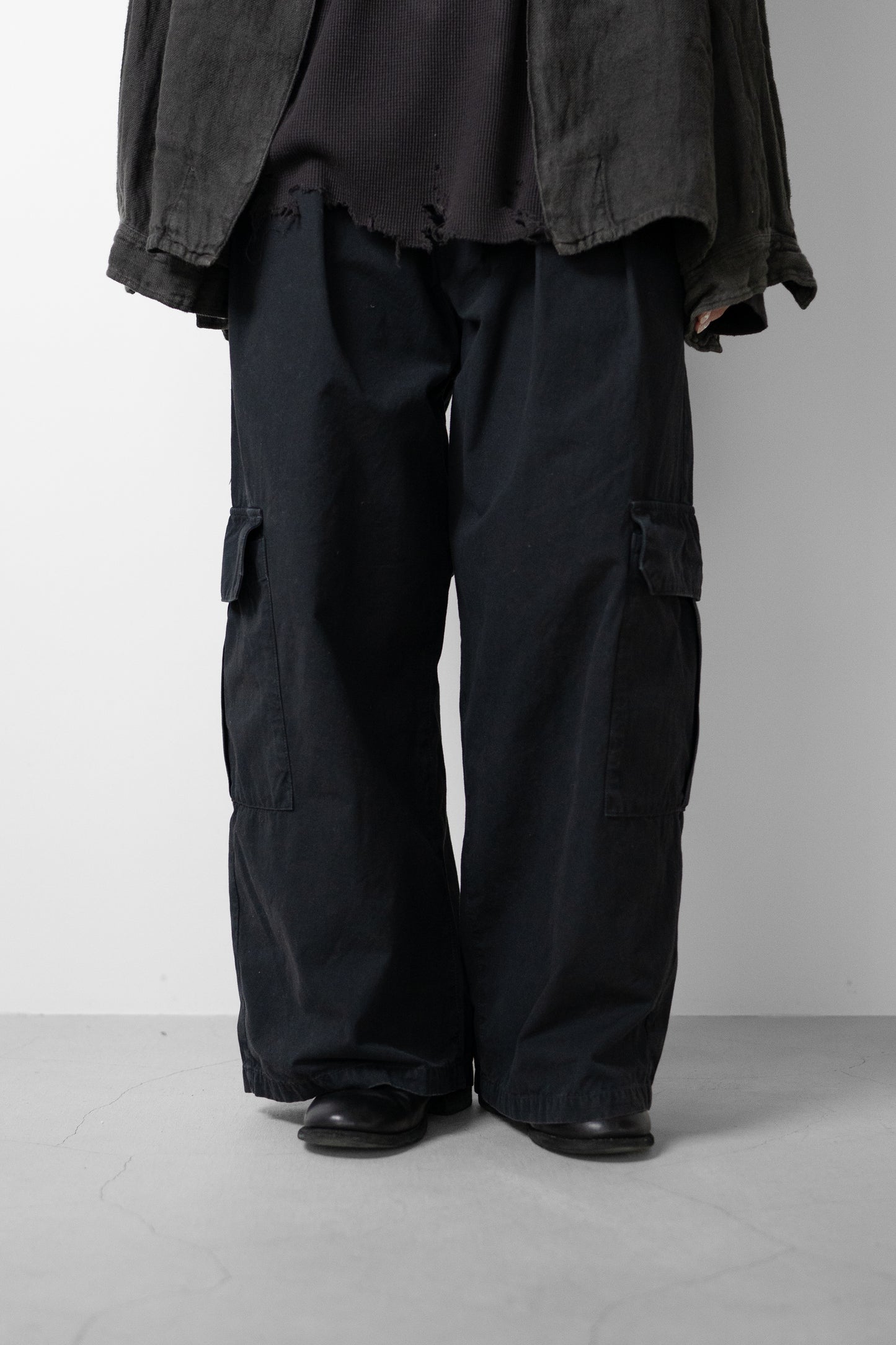 ANCELLM / POPLIN CARGO PANTS "BLACK"