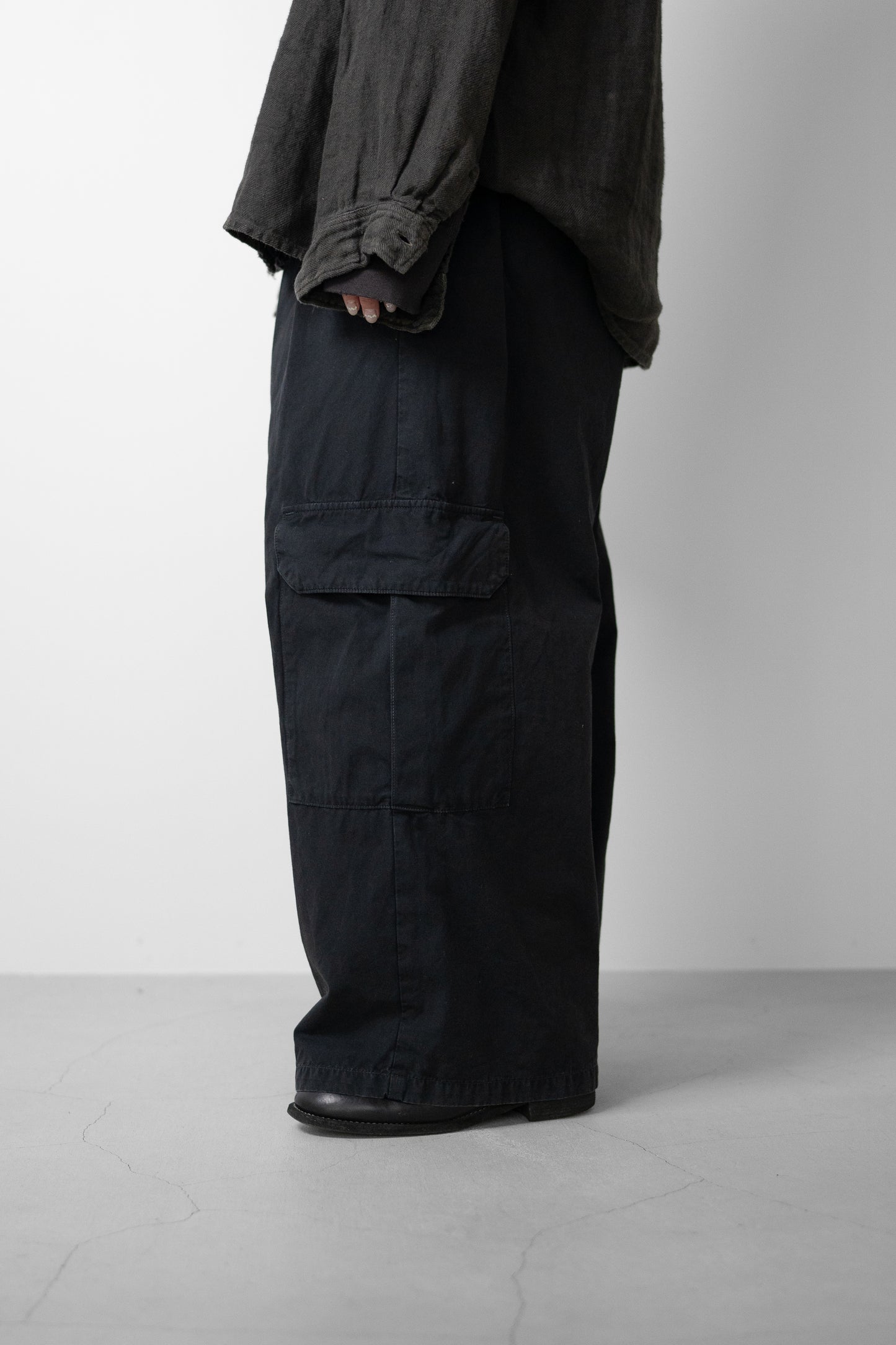 ANCELLM / POPLIN CARGO PANTS "BLACK"