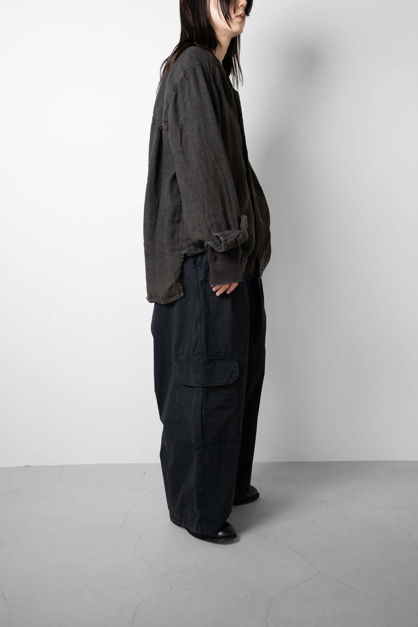 ANCELLM / POPLIN CARGO PANTS "BLACK"