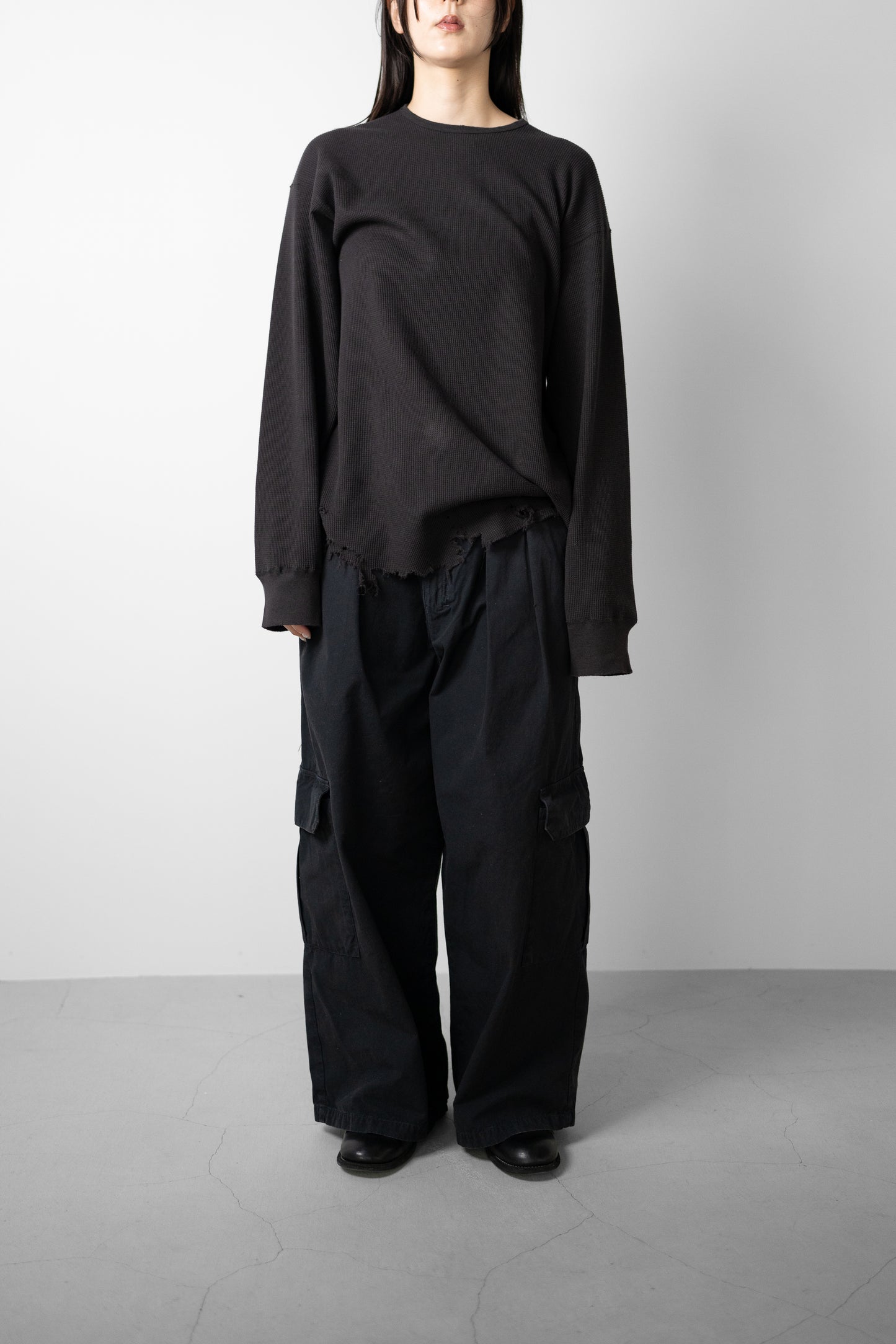ANCELLM / DAMAGE WAFFLE CREW LS "D.BROWN"