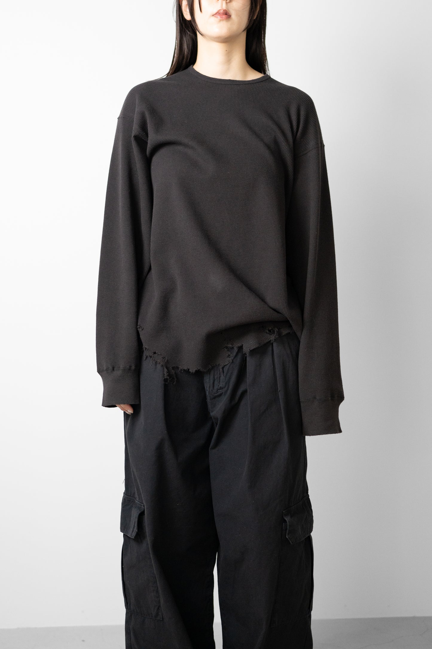 ANCELLM / DAMAGE WAFFLE CREW LS "D.BROWN"