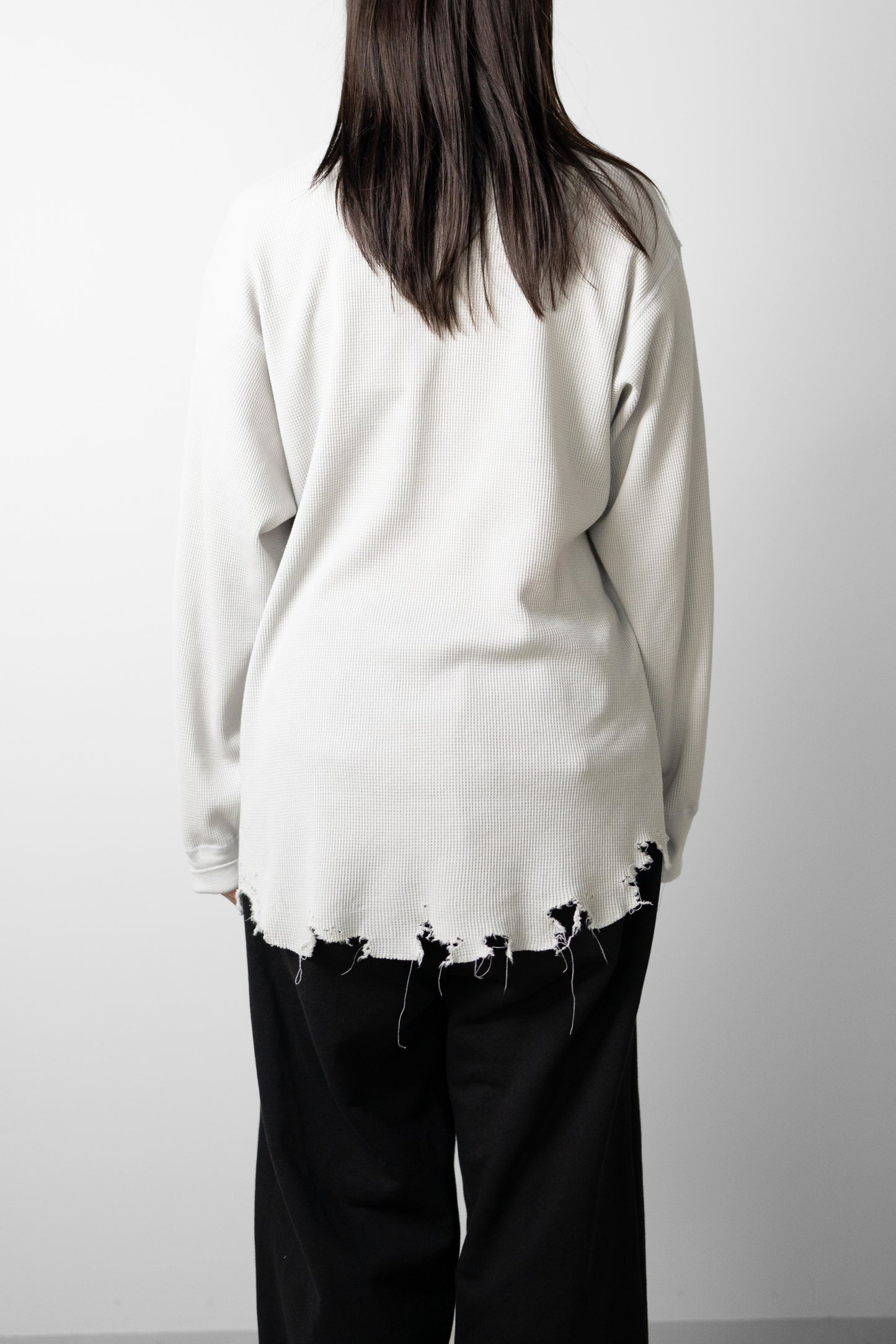 ANCELLM / DAMAGE WAFFLE CREW LS "GREIGE"