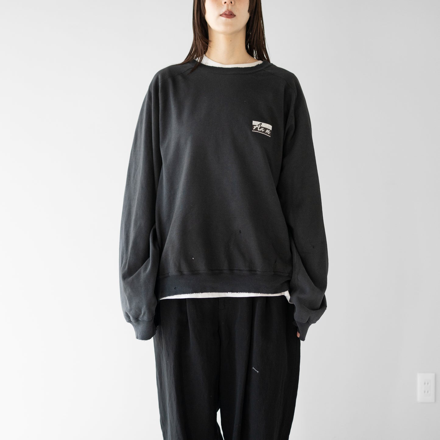 ANCELLM / LIGHT LOOP SWEAT SHIRT "BLACK"