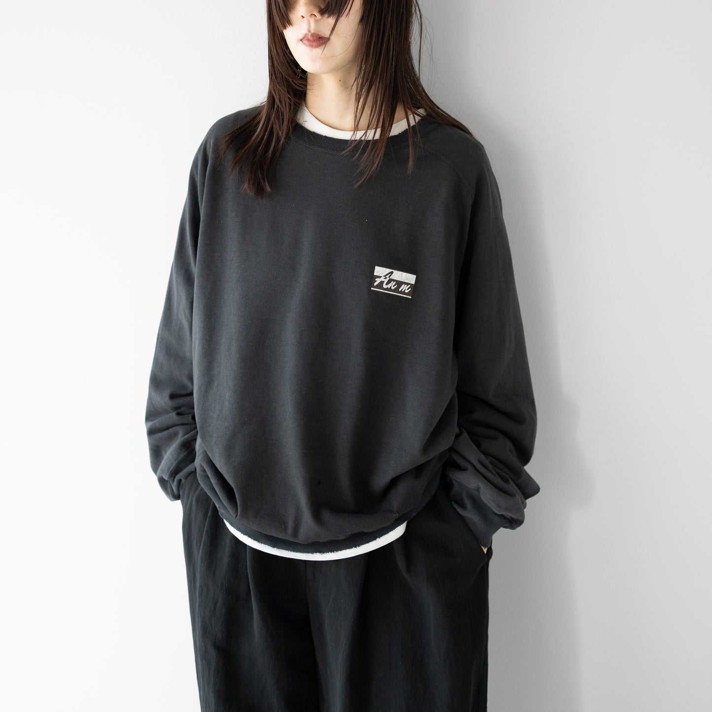 ANCELLM / LIGHT LOOP SWEAT SHIRT "BLACK"