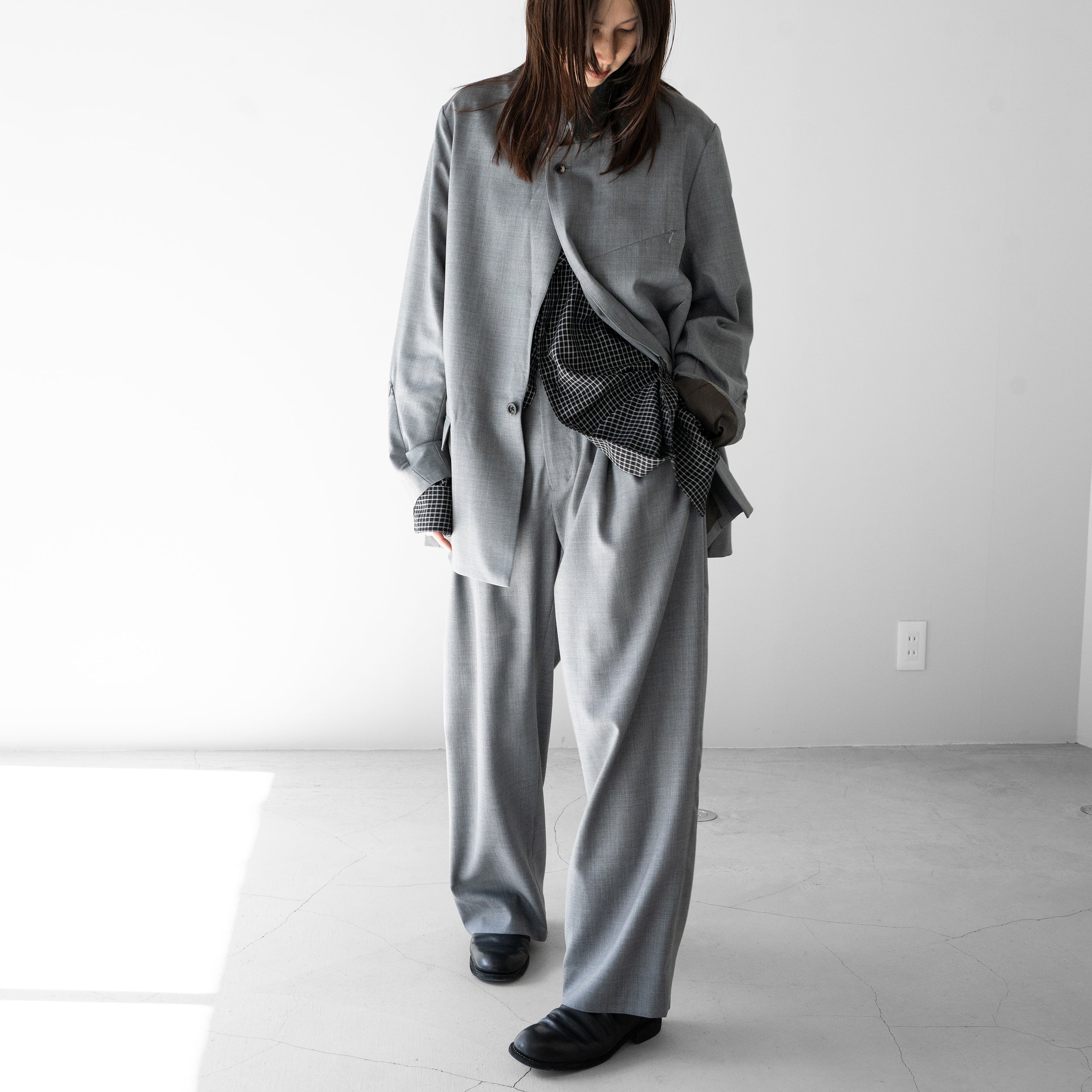 Afiit アフィットCOTTON CASHMERE LS Afiit(アフィット) / RAYON CHECK SHIRT 