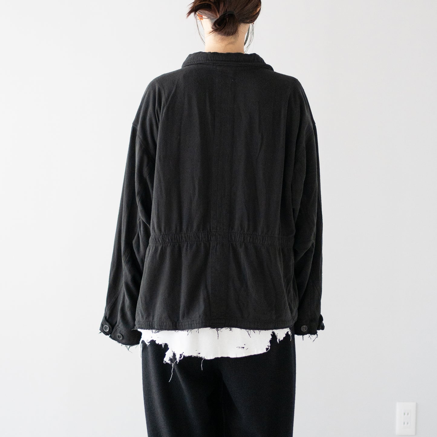 ANCELLM / SILK SUEDE FIELD JACKET "BLACK"