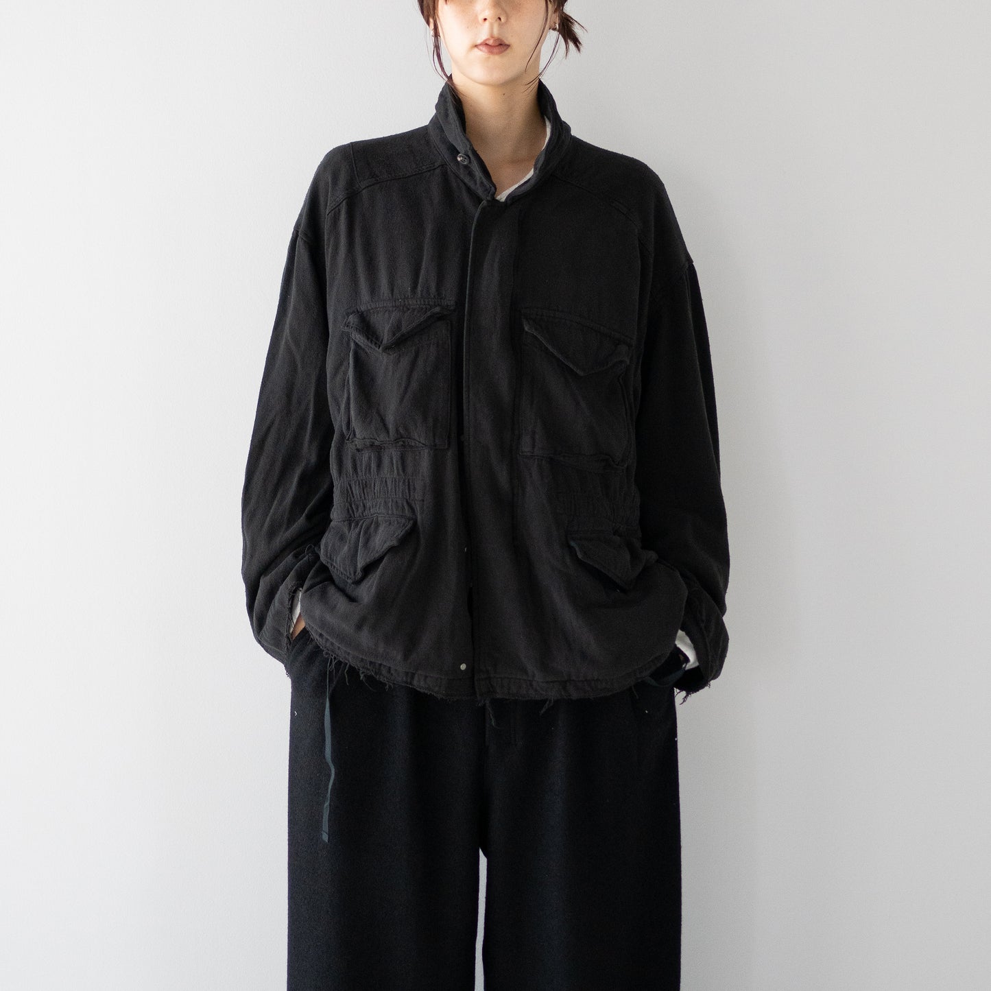 ANCELLM / SILK SUEDE FIELD JACKET "BLACK"