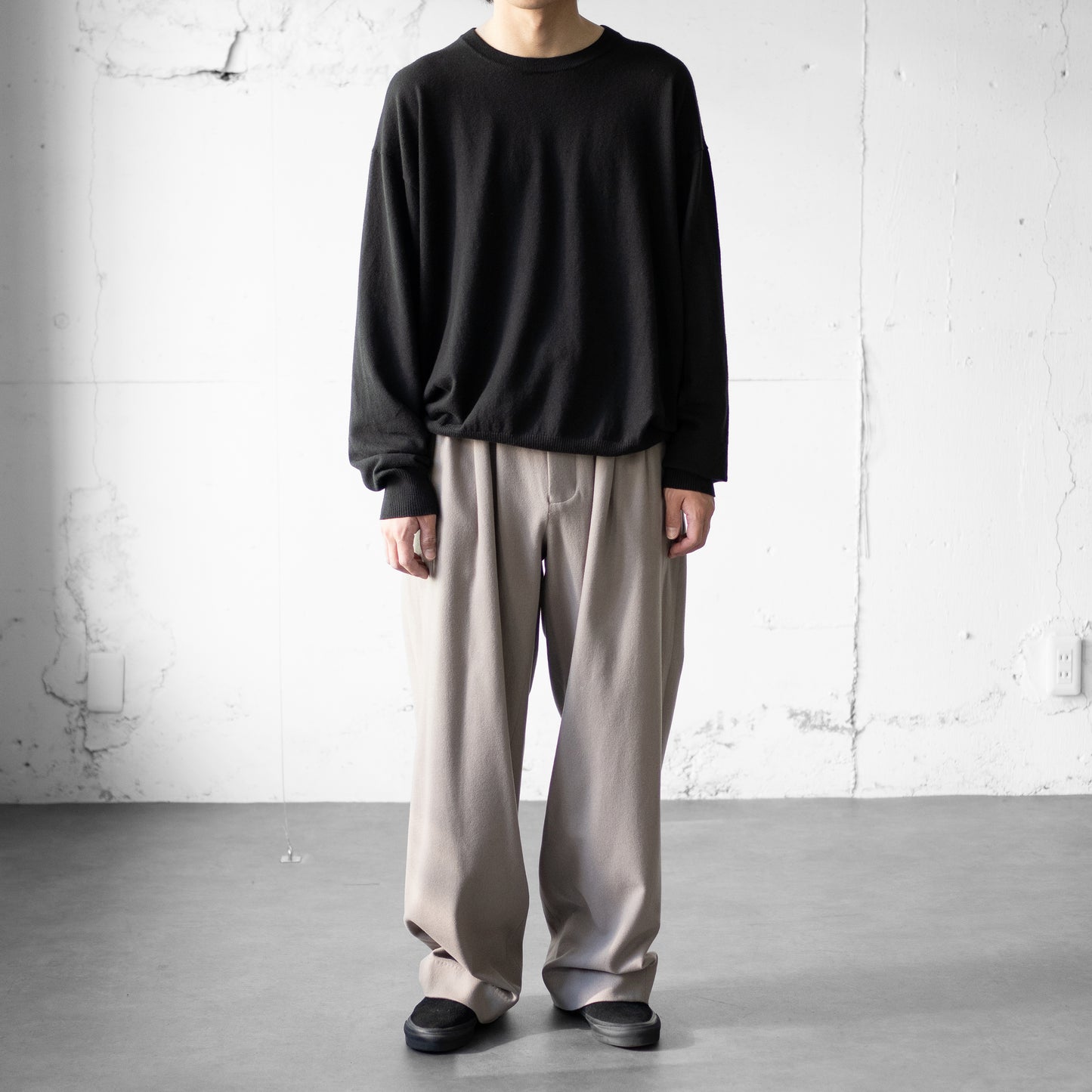 Afiit / 3TUCK EASY WIDE SLACKS "BEIGE"