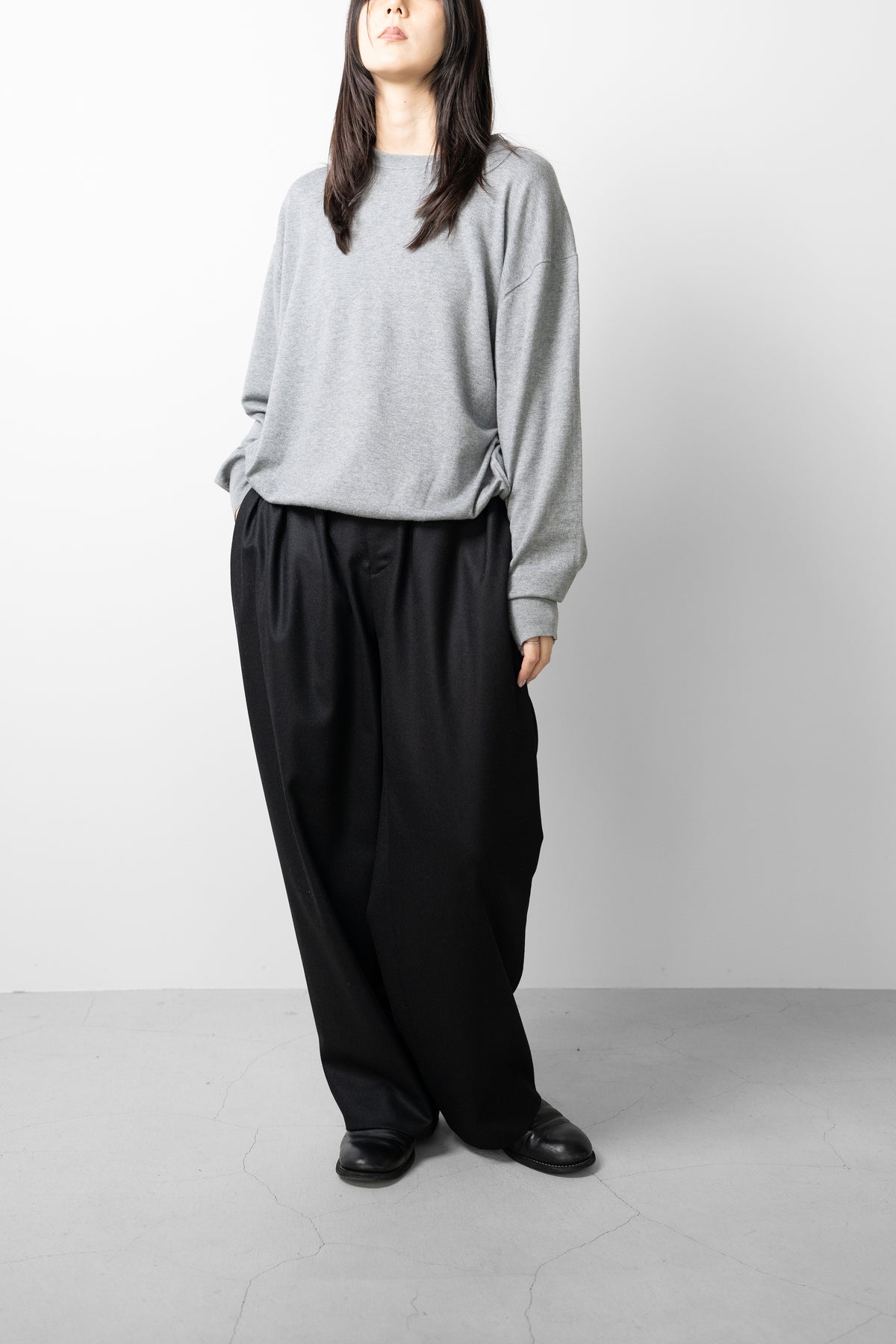 Afiit / COTTON CASHMERE LS  "GRAY"