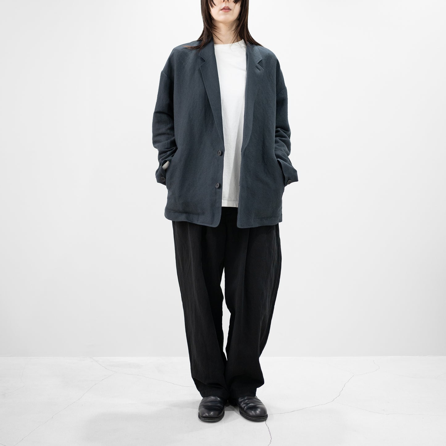 Blanc YM/ Linen Silk Shirt JKT "BLACK"