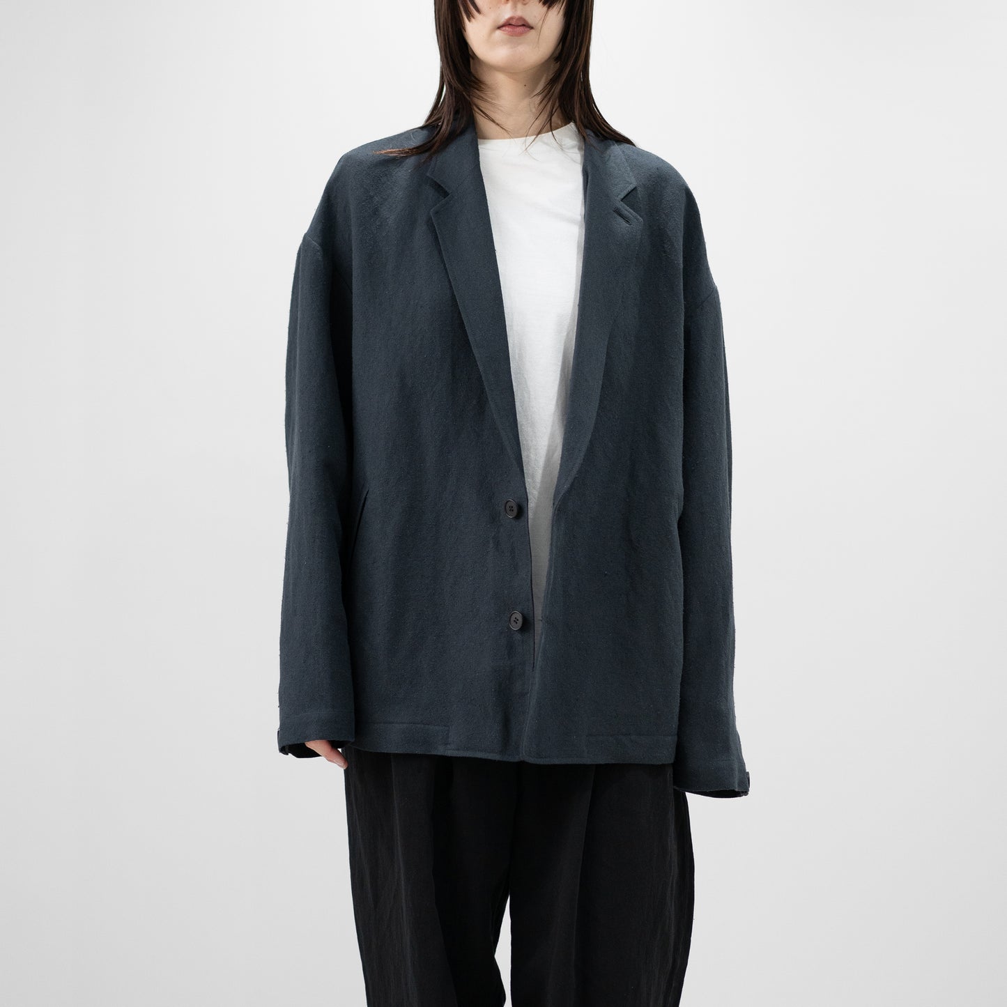 Blanc YM/ Linen Silk Shirt JKT "BLACK"