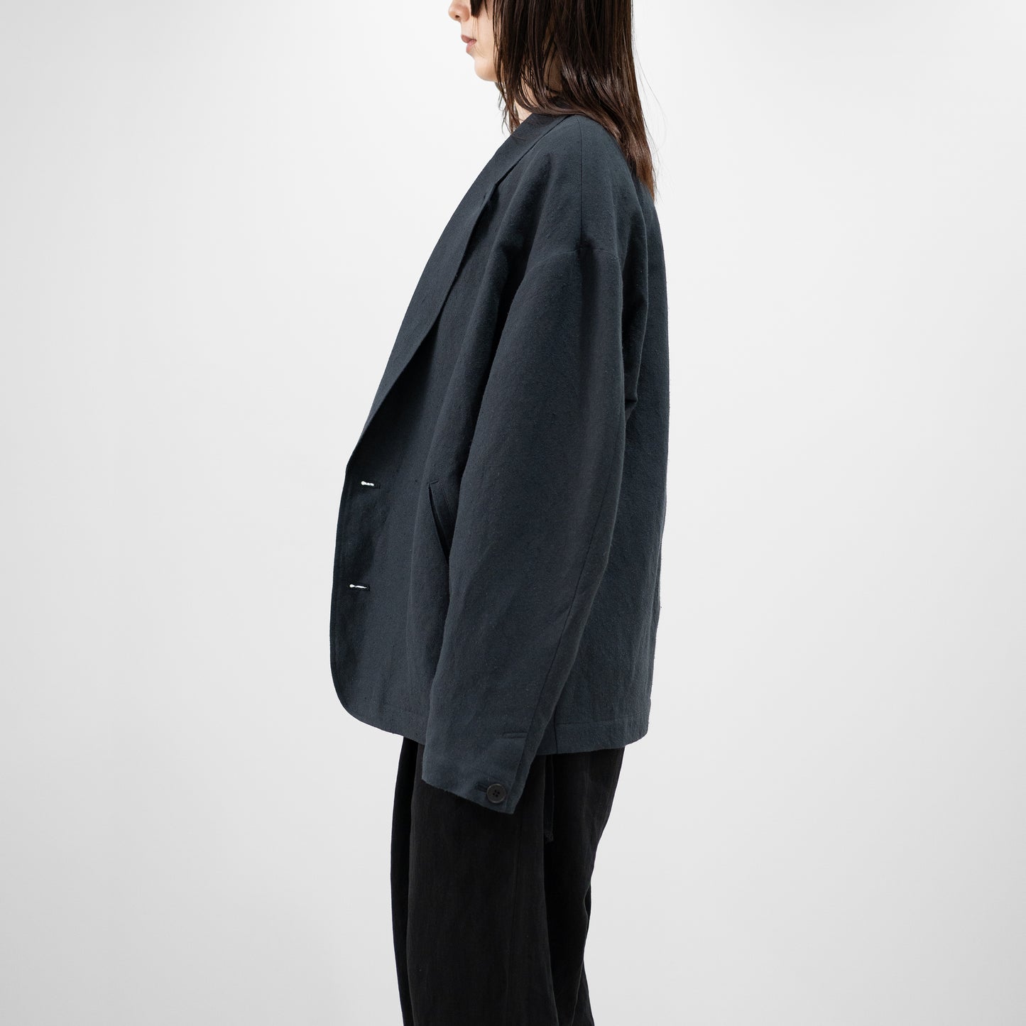 Blanc YM/ Linen Silk Shirt JKT "BLACK"