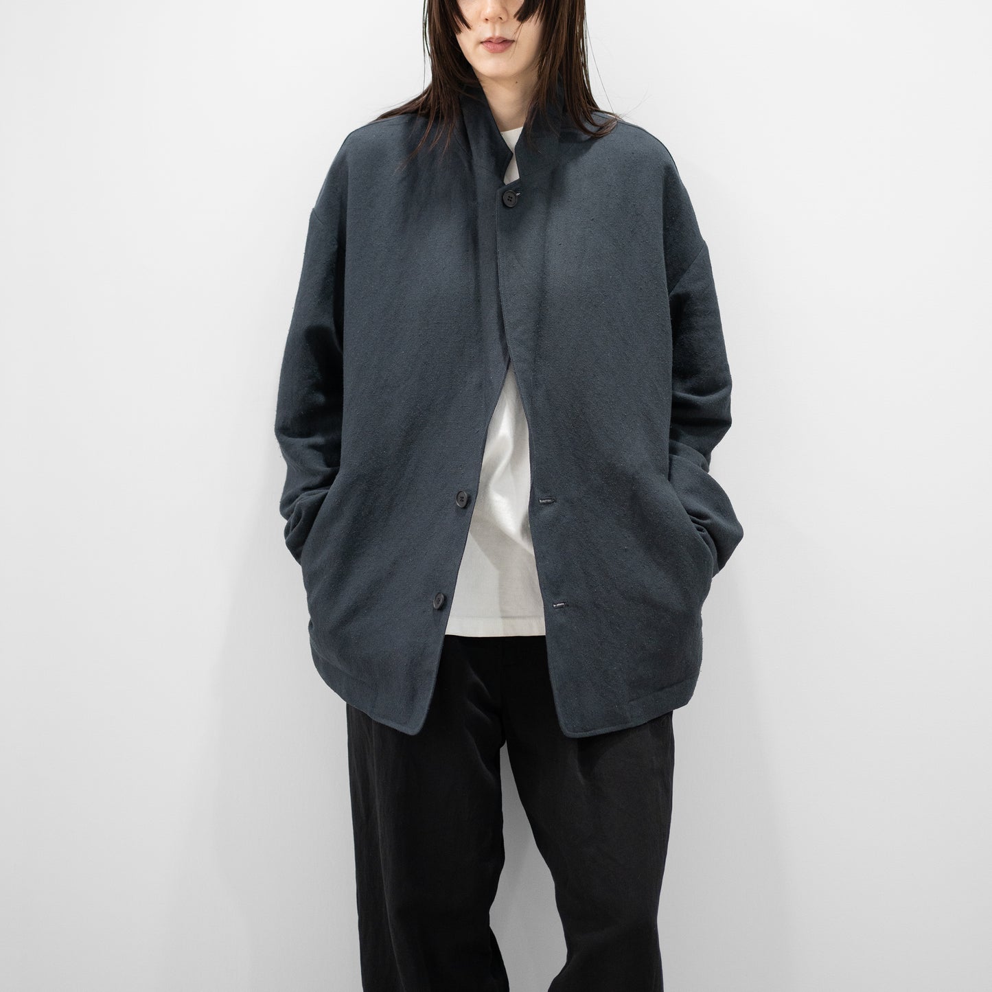 Blanc YM/ Linen Silk Shirt JKT "BLACK"