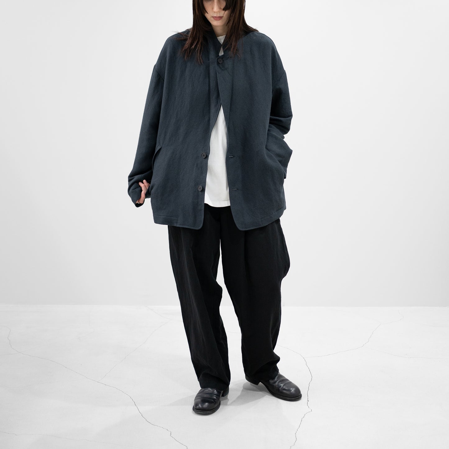 Blanc YM/ Linen Silk Shirt JKT "BLACK"