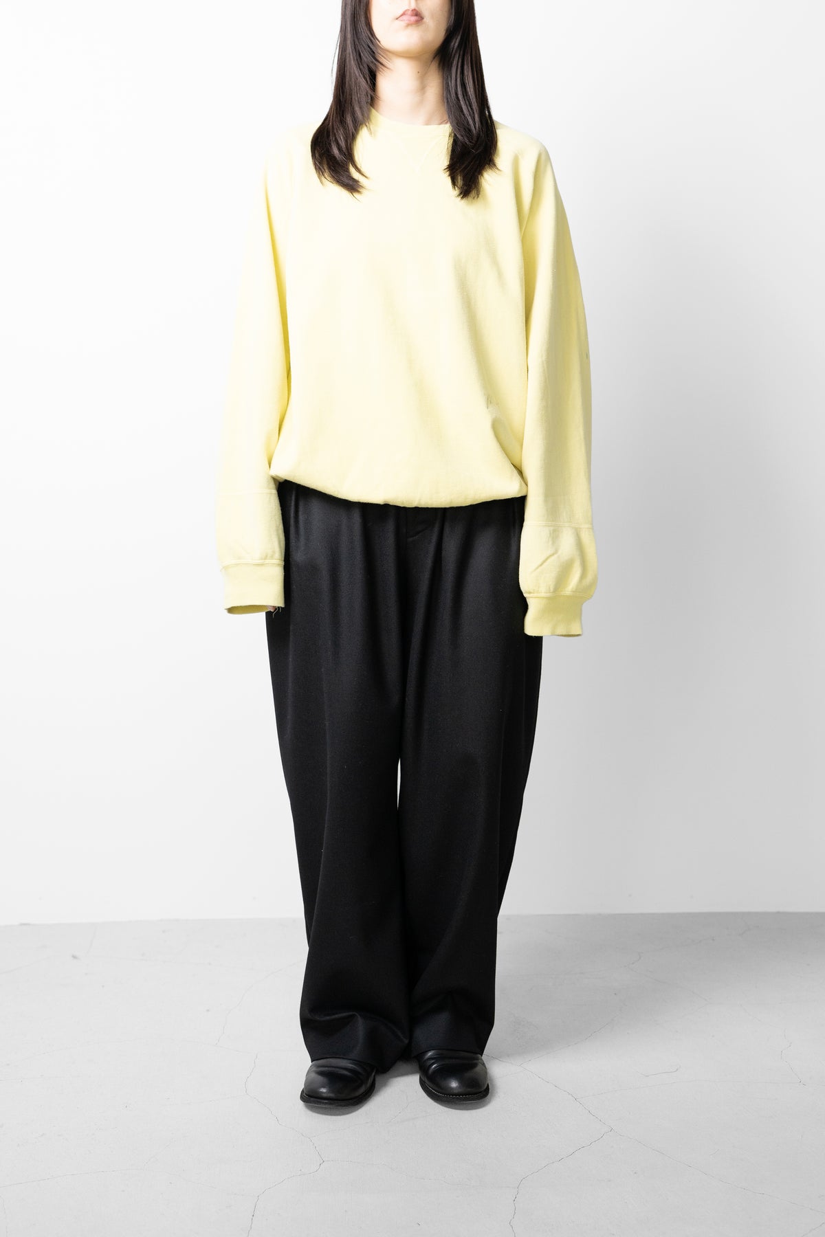 ANCELLM / FLEECE-LINED SWEAT SHIRT "YELLOW"