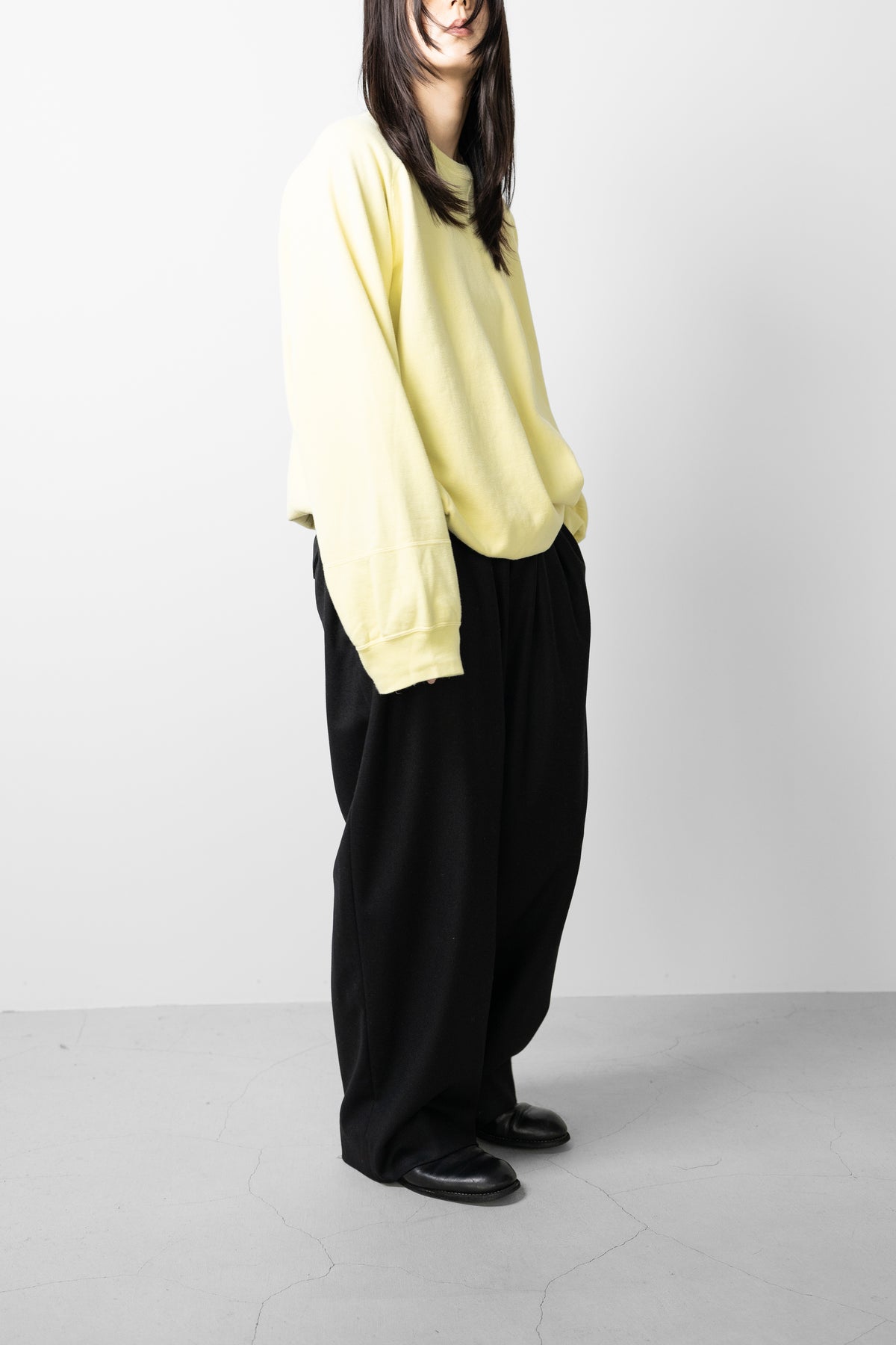 ANCELLM / FLEECE-LINED SWEAT SHIRT "YELLOW"