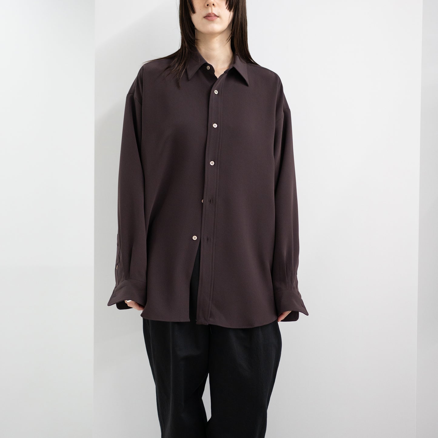 ROTOL/ Fluid Wide Shirt "BROWN"
