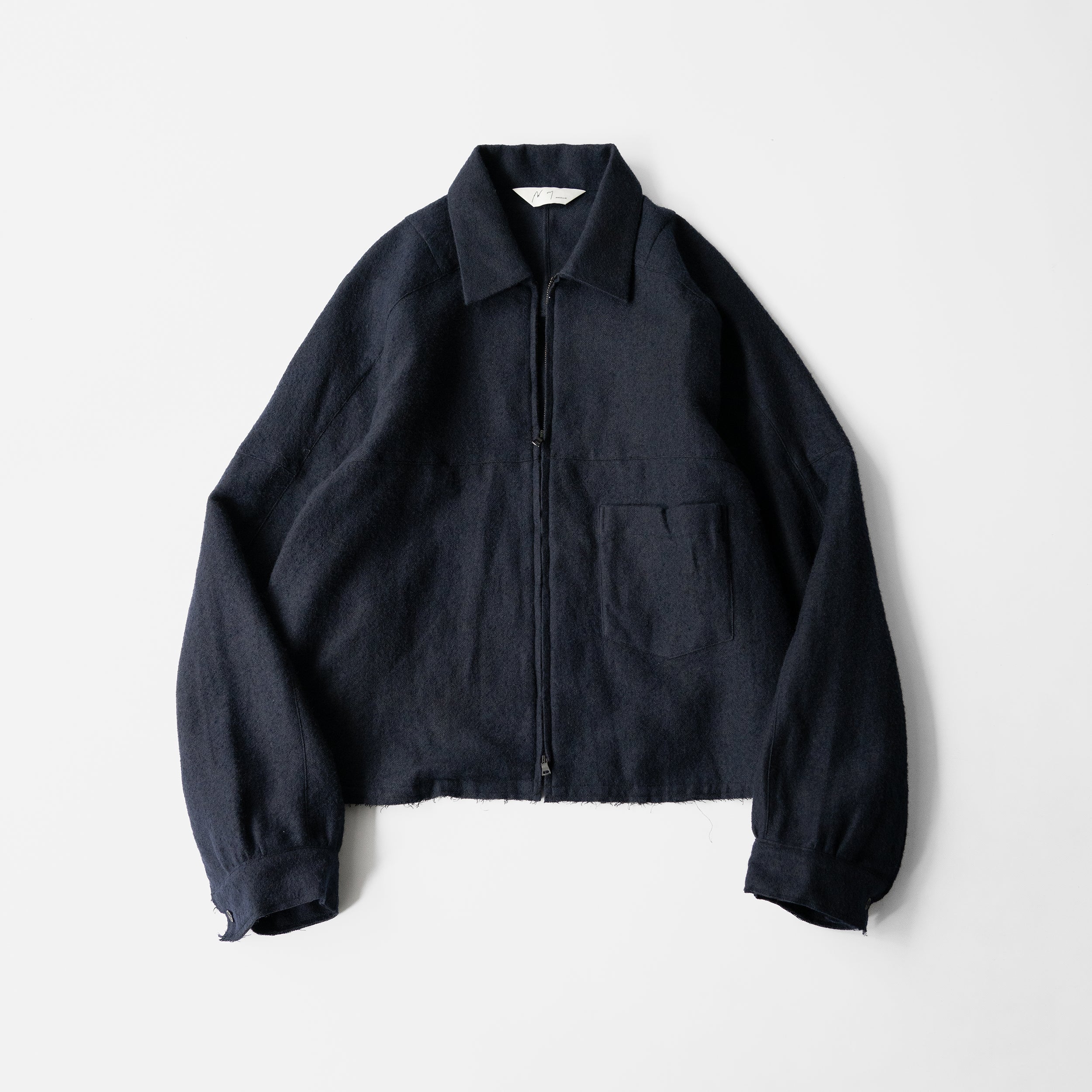 アンセルム ANCELLM セットアップ 紺ネイビー サイズ2 ANCELLM(アンセルム) / SHRINK WOOL SHORT ZIPUP SHIRT JACKET 