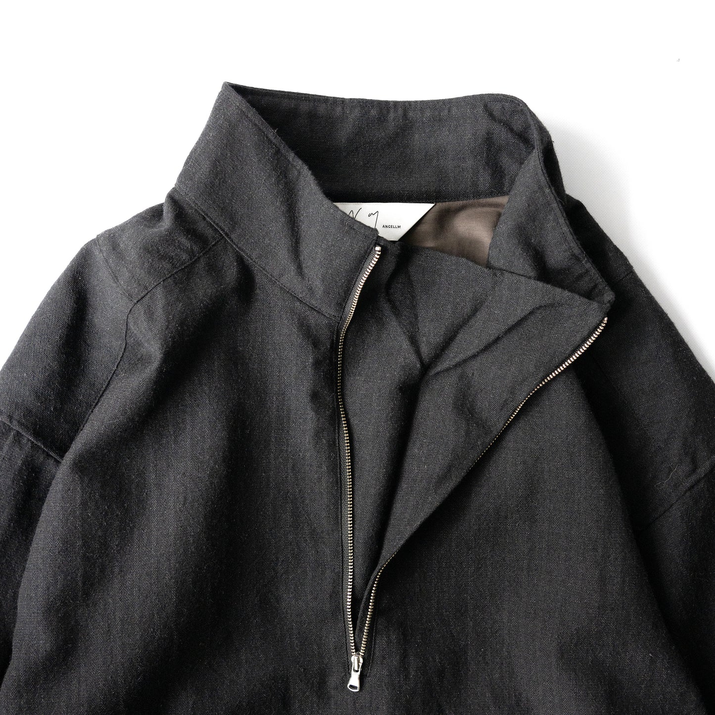 ANCELLM / WOOL HALF ZIP PULL OVER SHIRT "CHA"