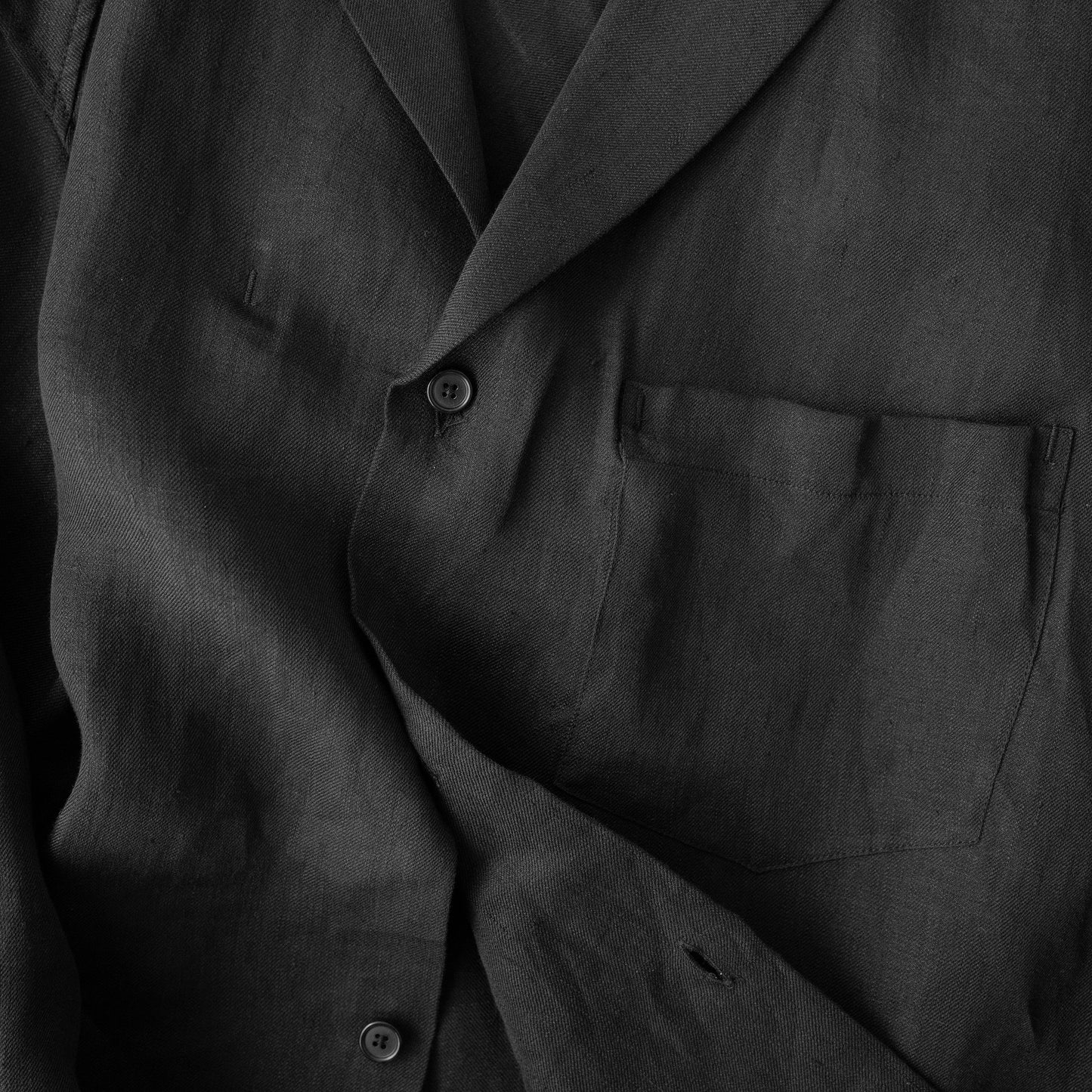 ANCELLM / 100/S LINEN TAILORED SHIRT "BLACK"